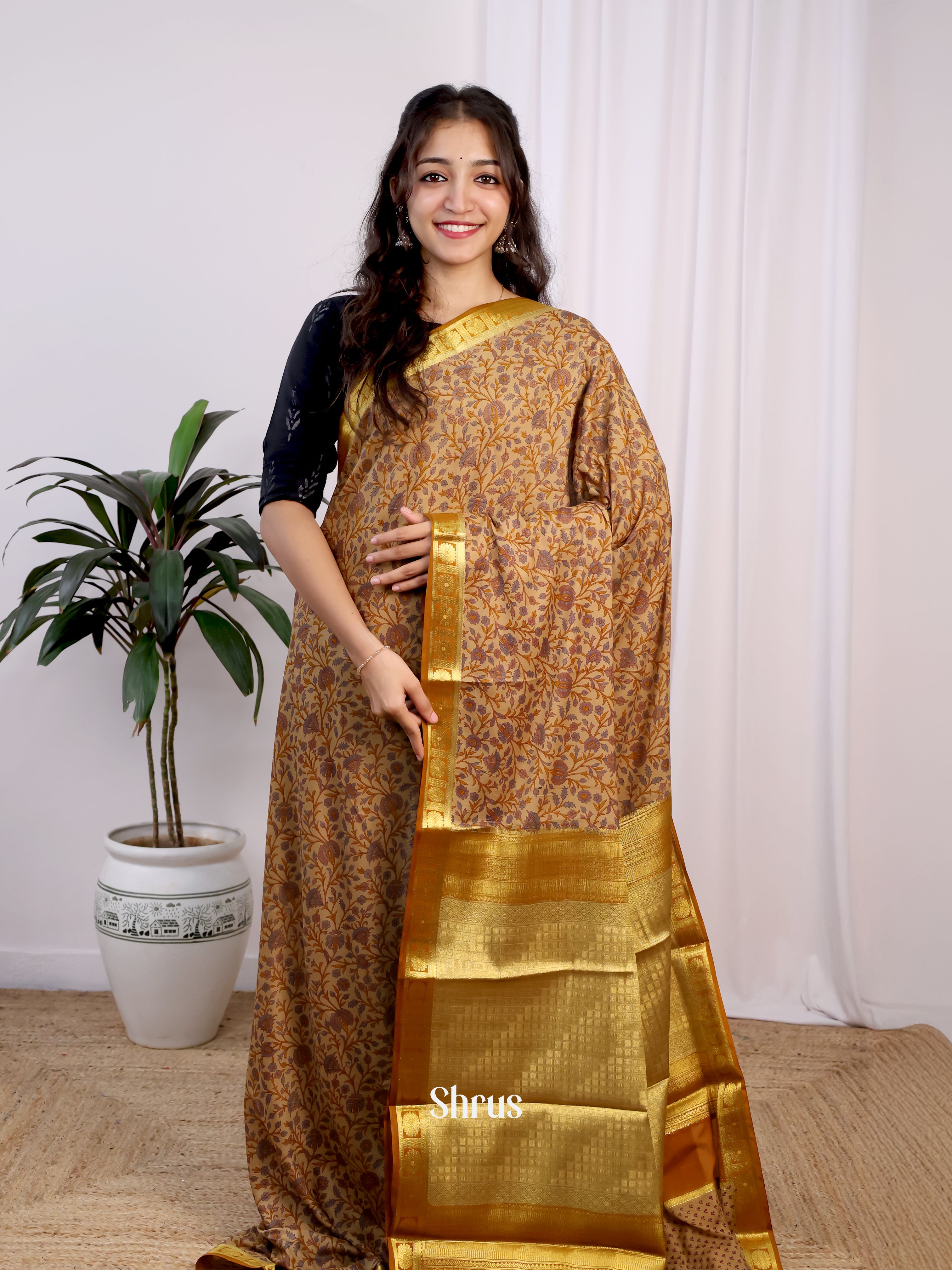 CJS02417 - Semi Mysoresilk Saree - Shop on Shrus.com