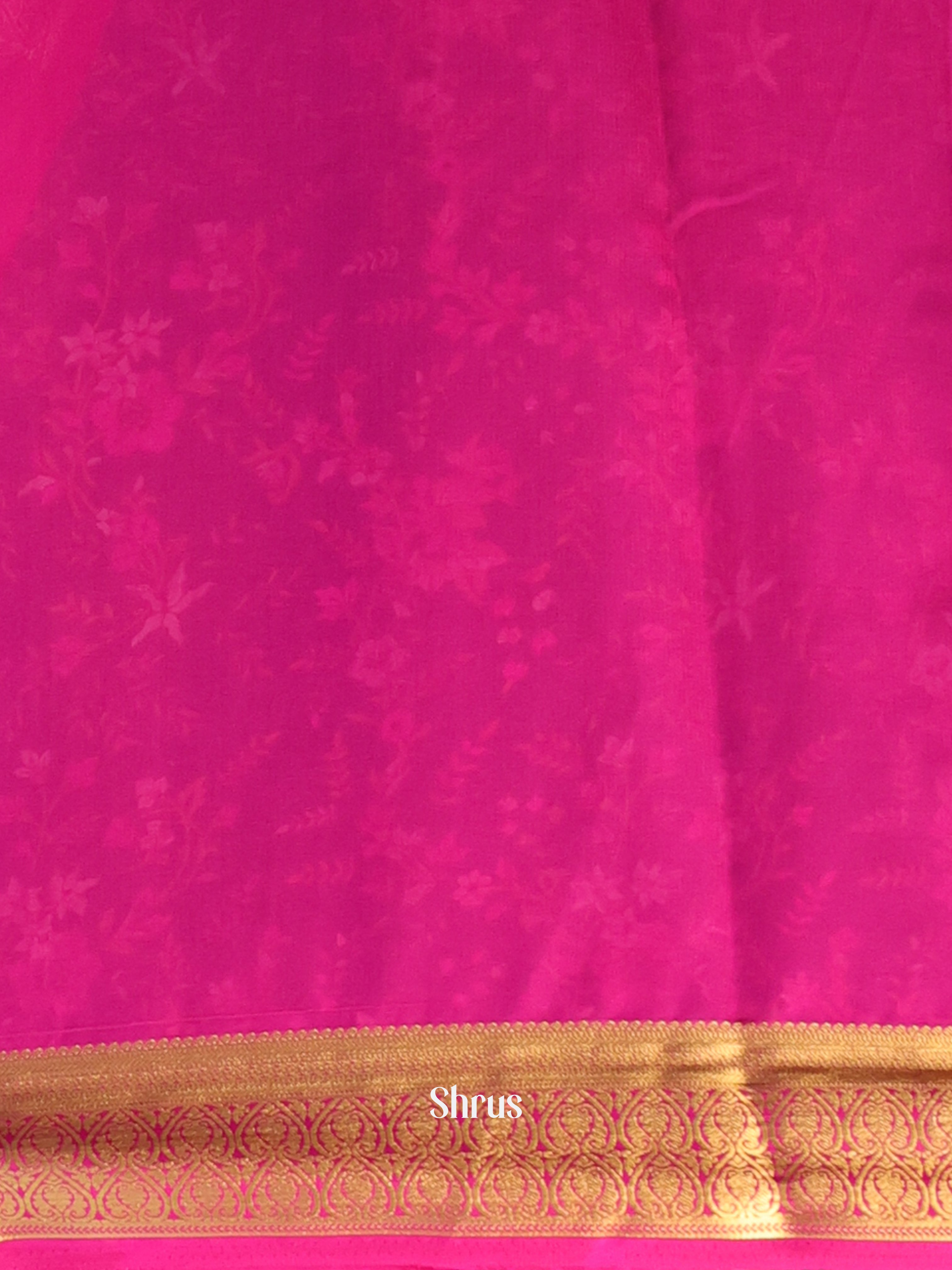 Green & Pink- Semi Mysoresilk Saree