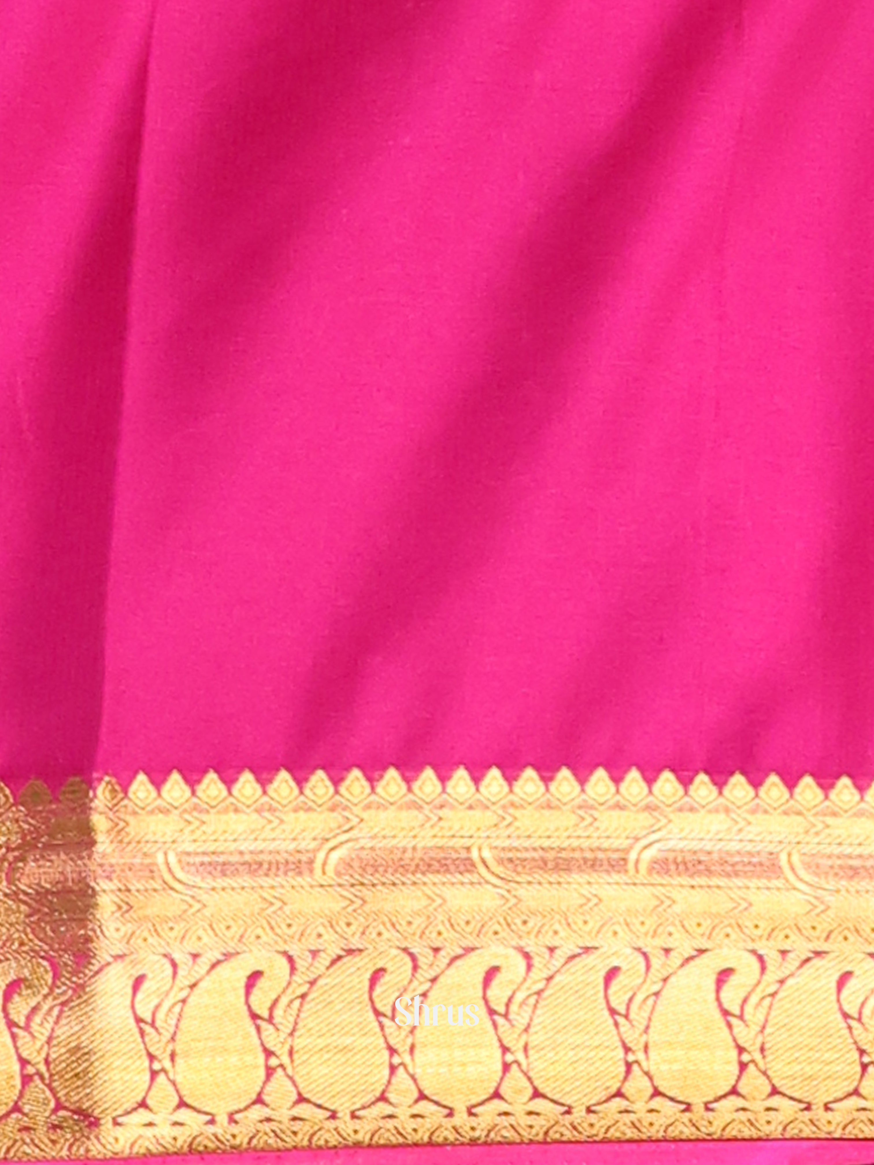 Green  & Pink - Semi Mysoresilk Saree