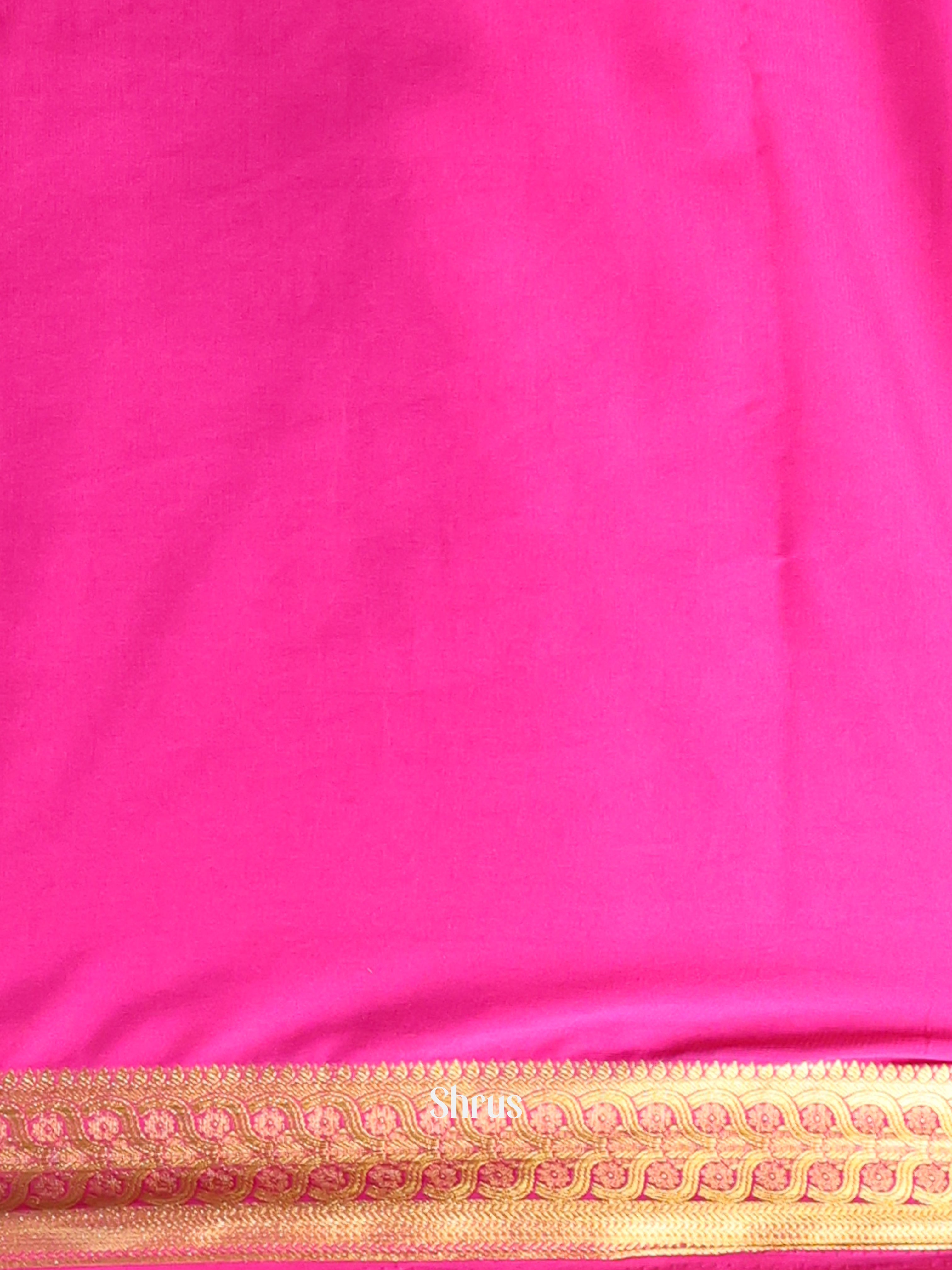 Green  & Pink - Semi Mysoresilk Saree