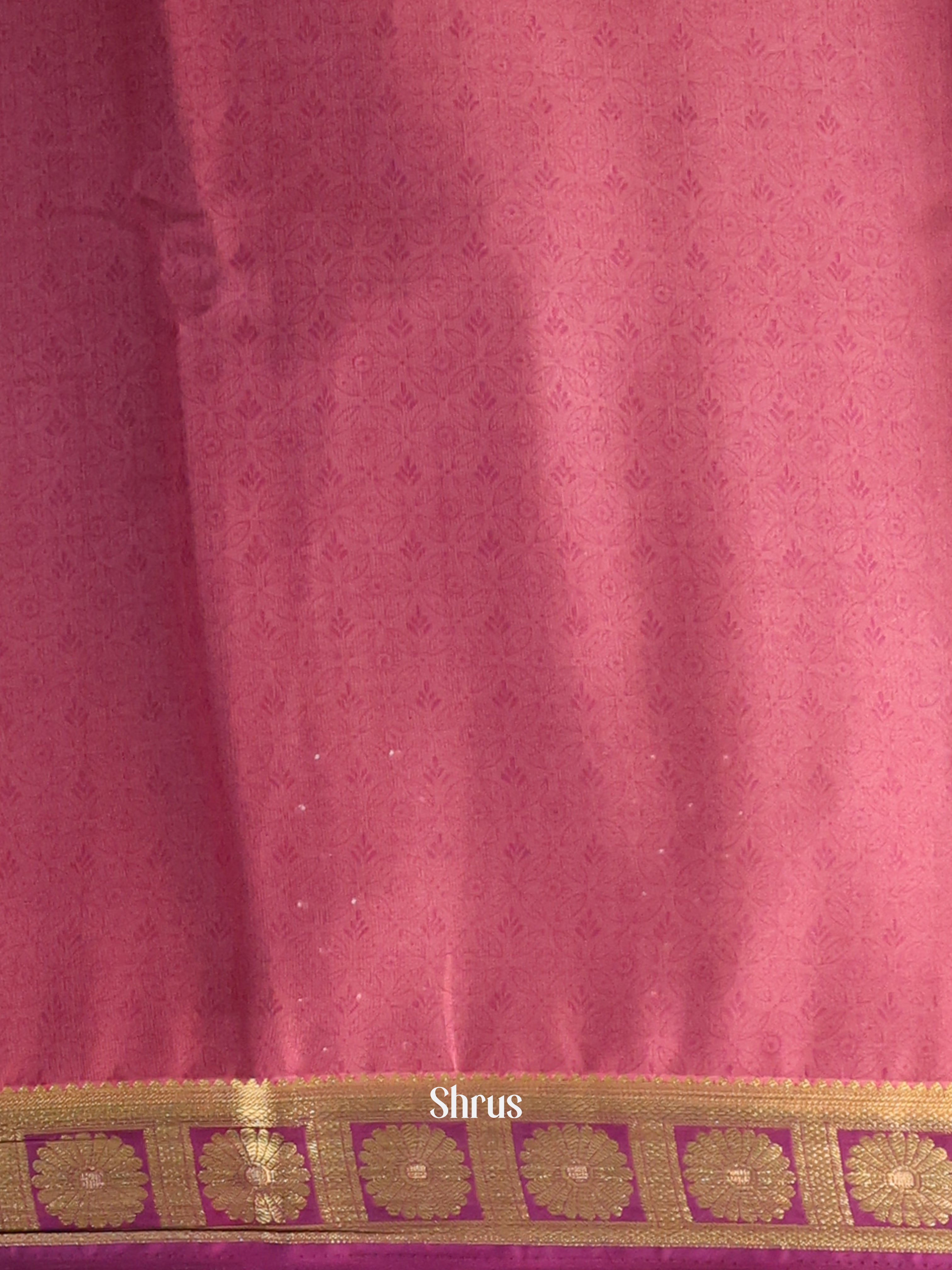 green & Pink - Semi Mysoresilk Saree