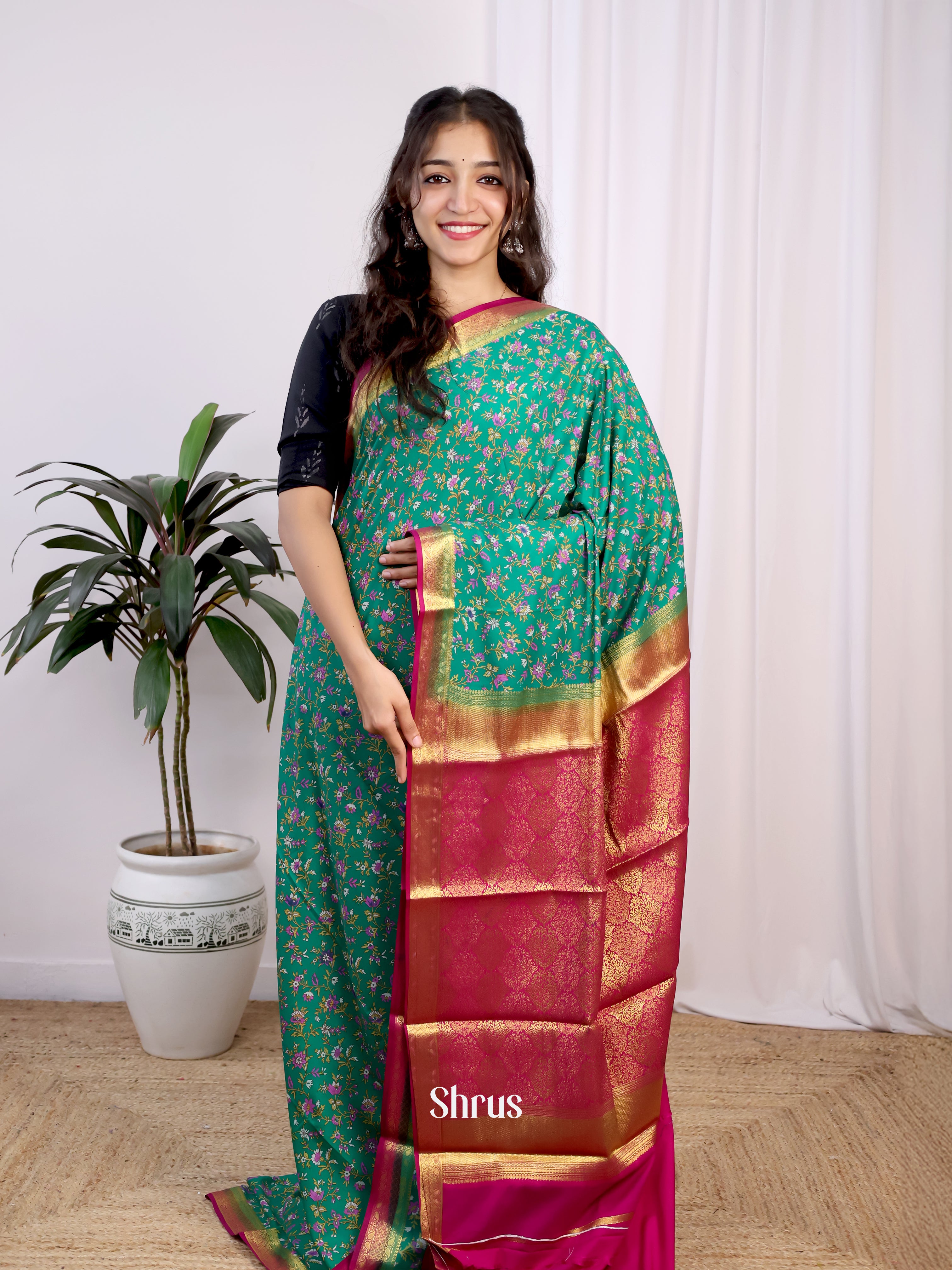 CJS02458 - Semi Mysoresilk Saree - Shop on Shrus.com
