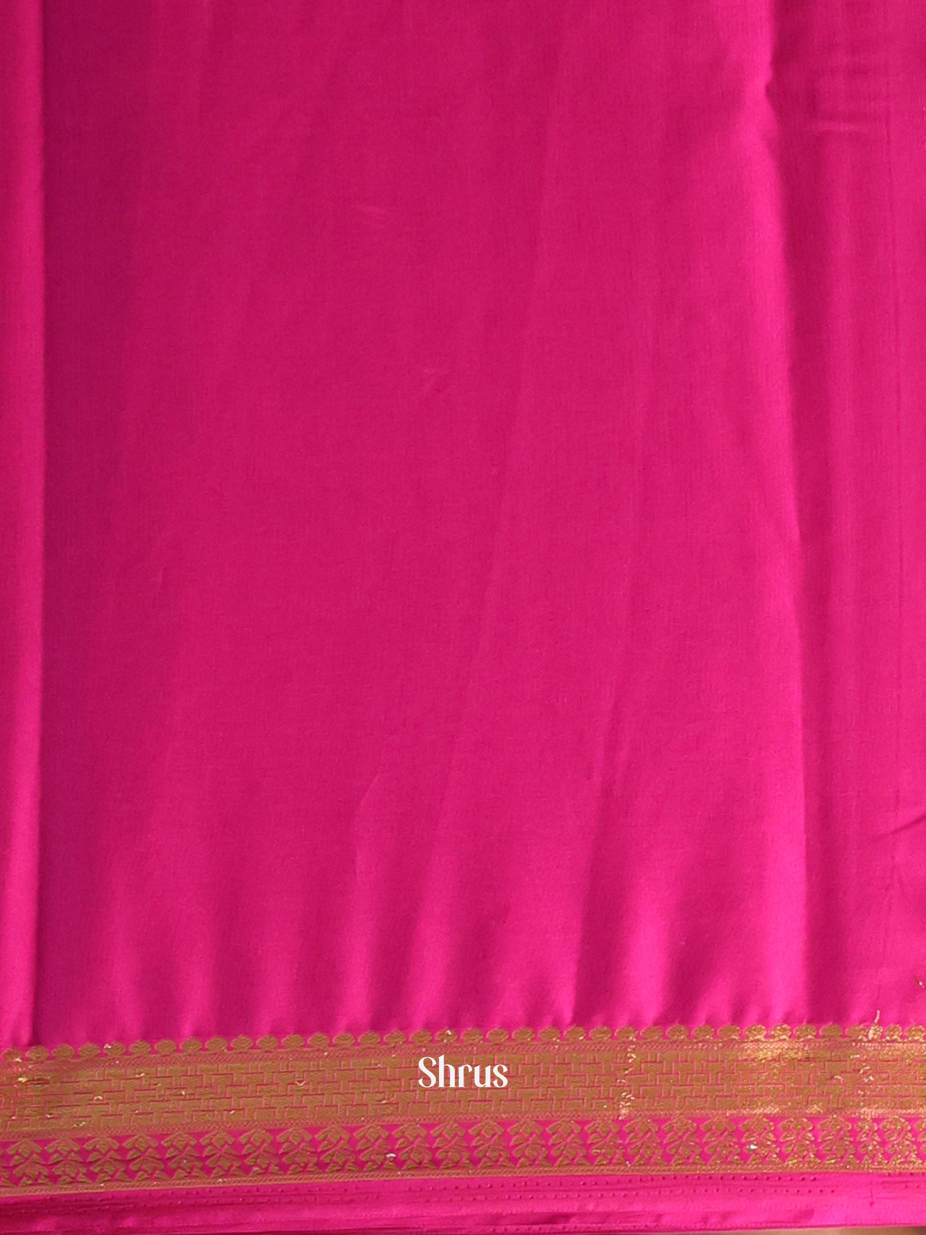 Green & Pink - Semi Mysoresilk Saree