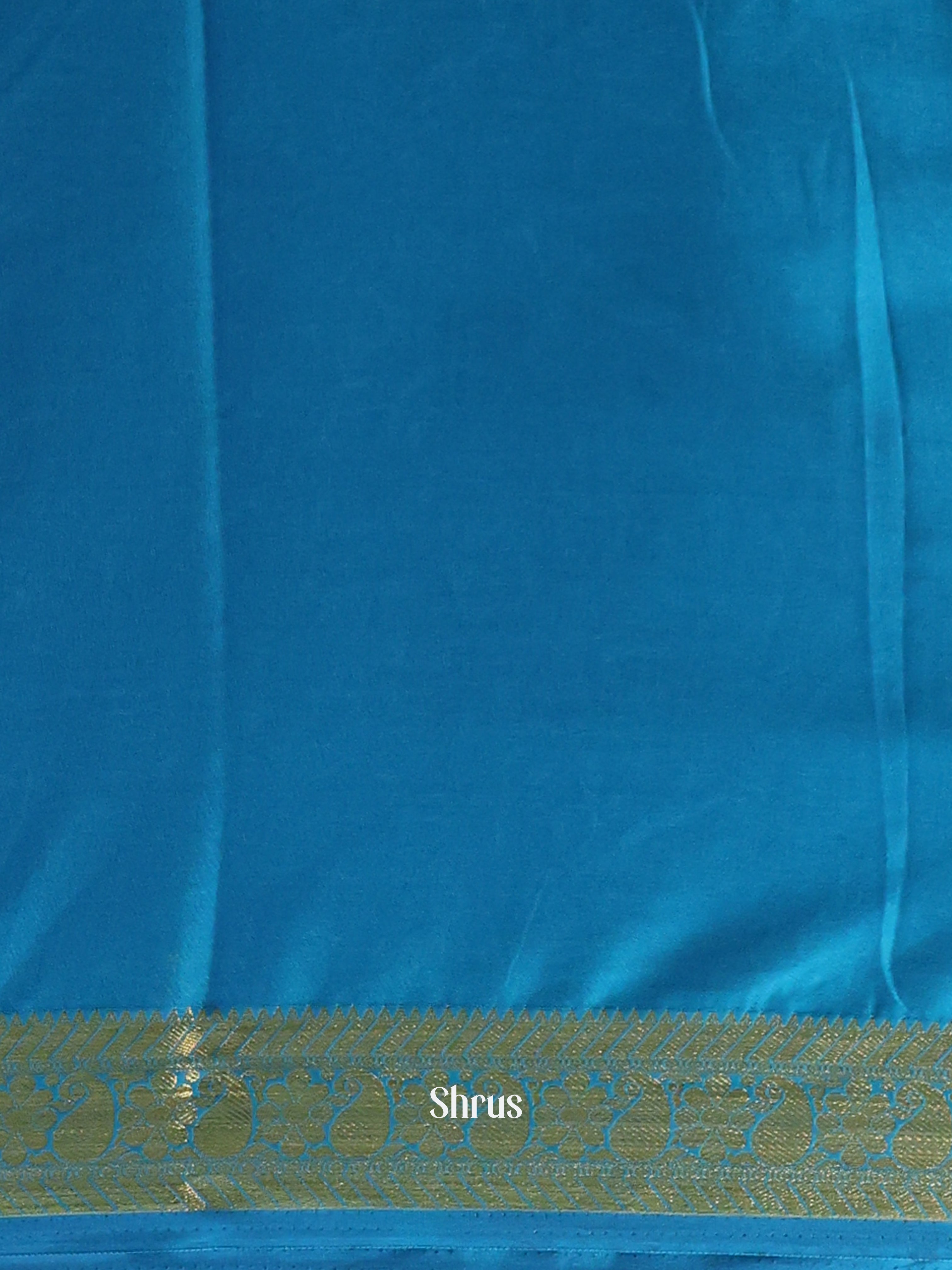 Maroon & Blue - Semi Mysoresilk Saree