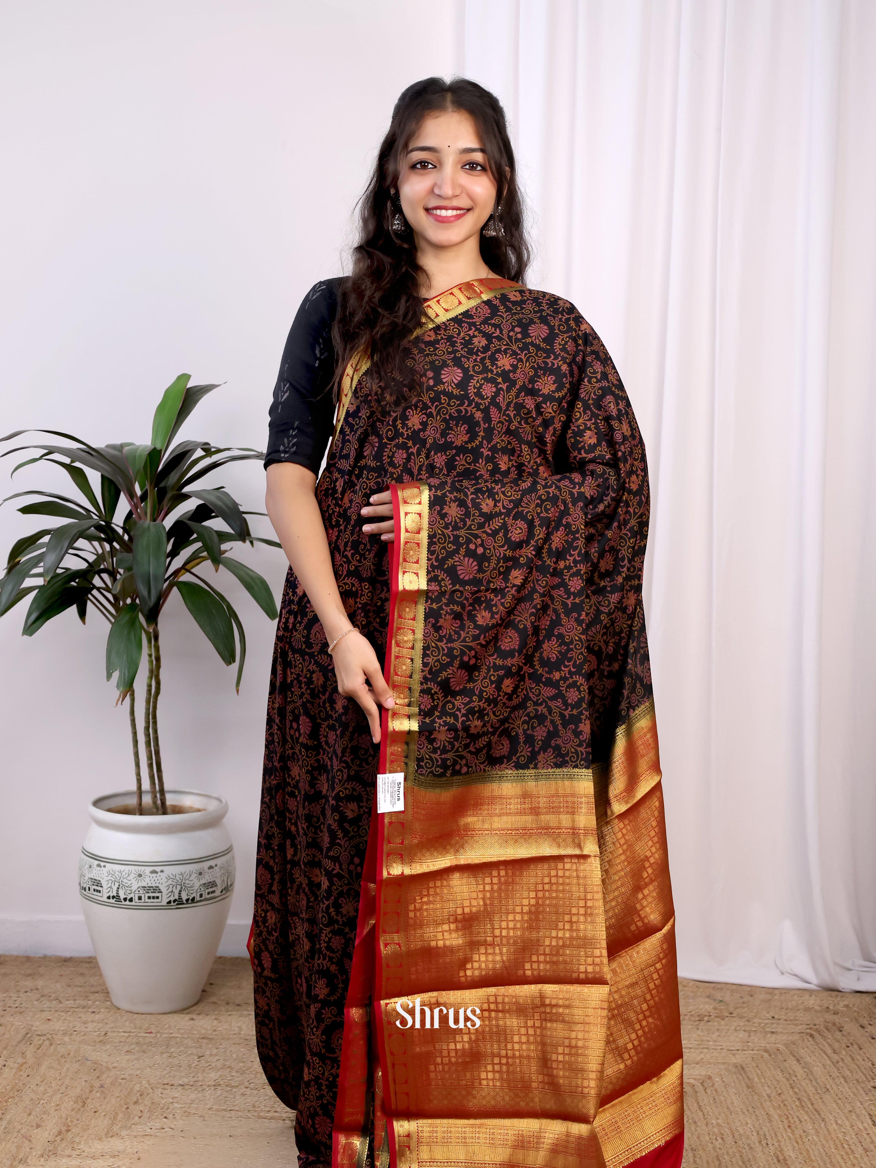 CJS02523 - Semi Mysoresilk Saree - Shop on Shrus.com