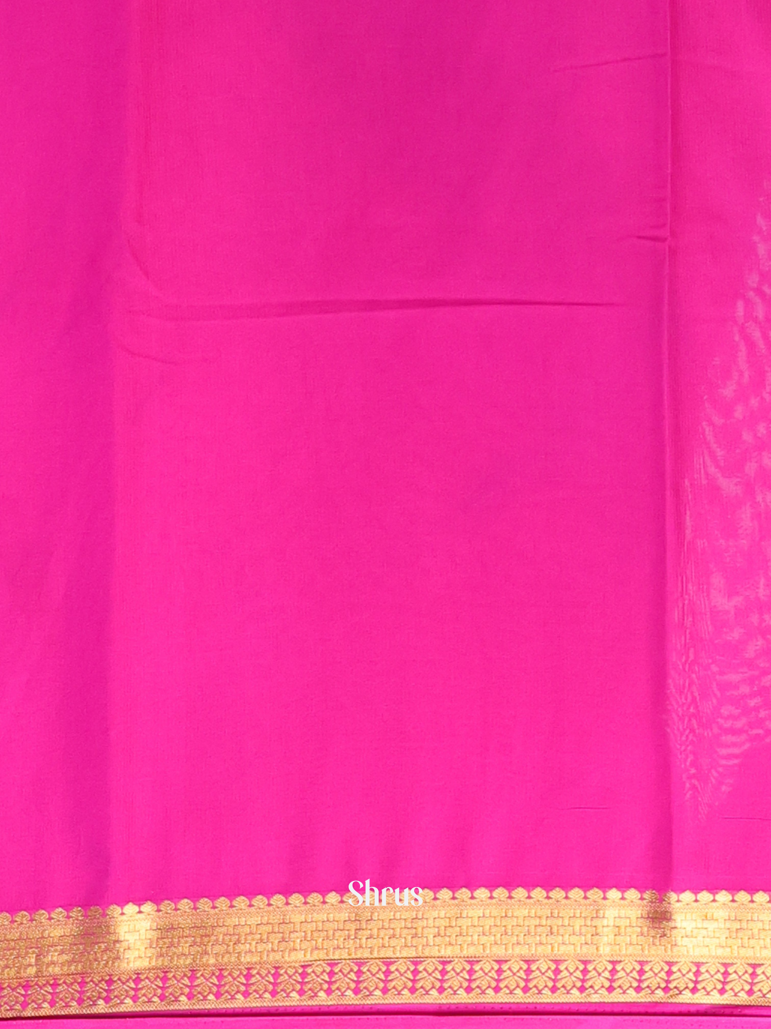 Blue & Pink - Semi Mysoresilk Saree