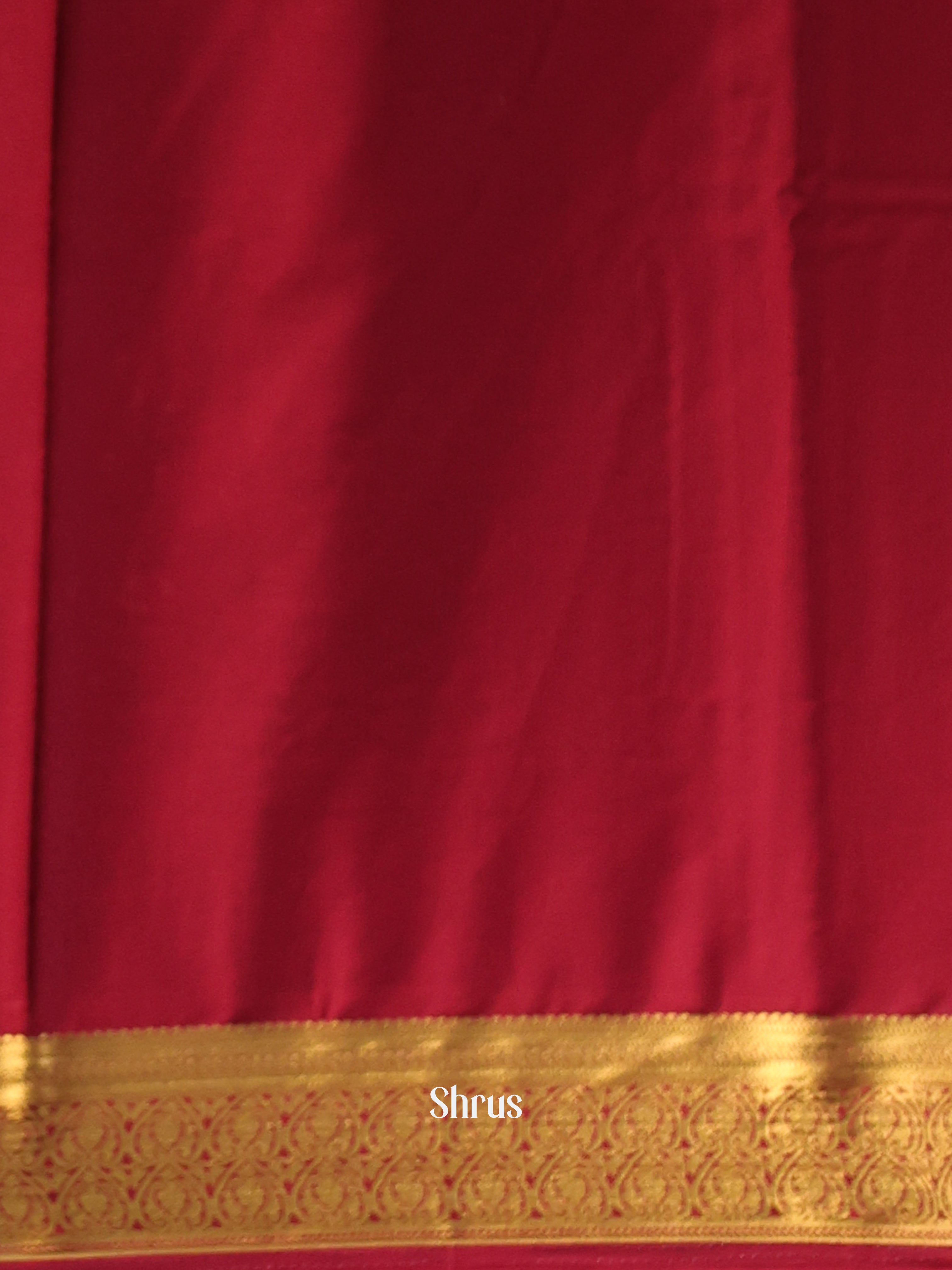 Green & Maroon - Semi Mysoresilk Saree