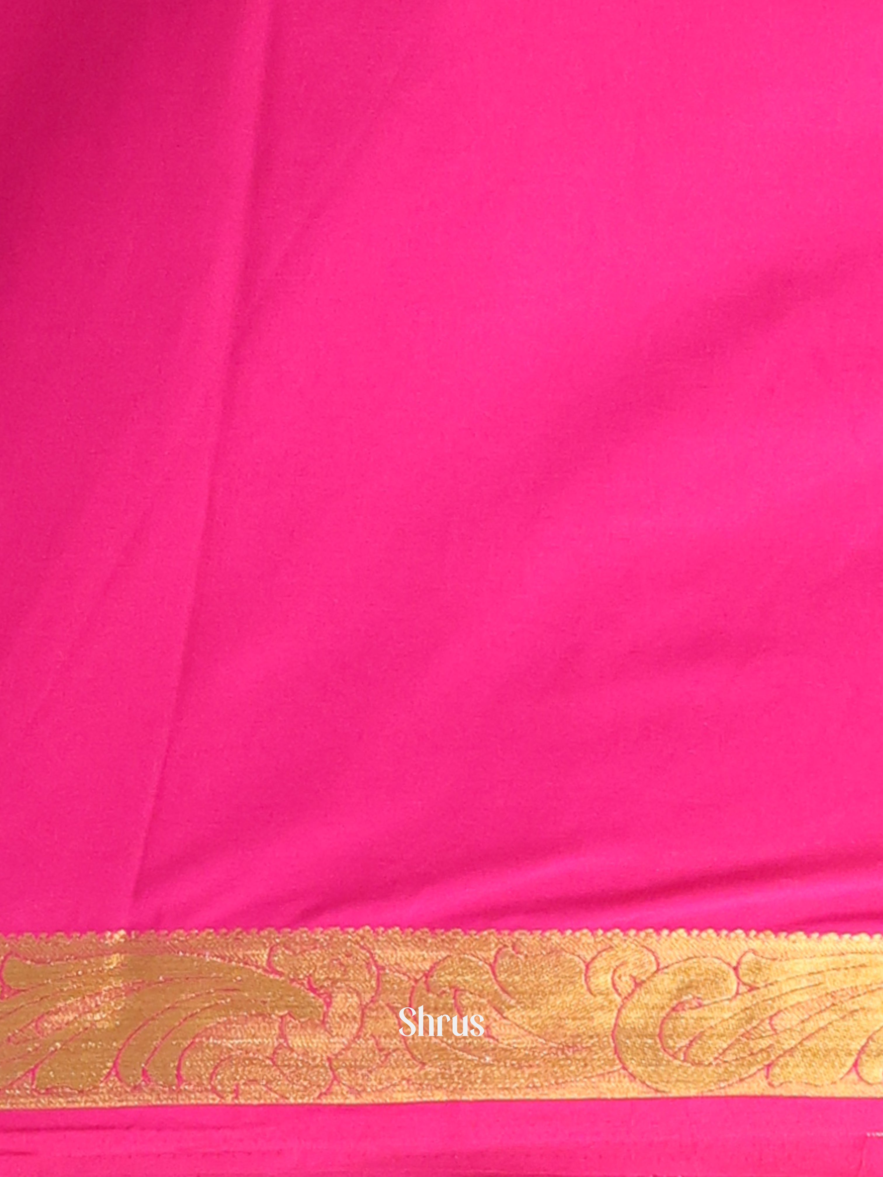 Green & Pink - Semi Mysoresilk Saree