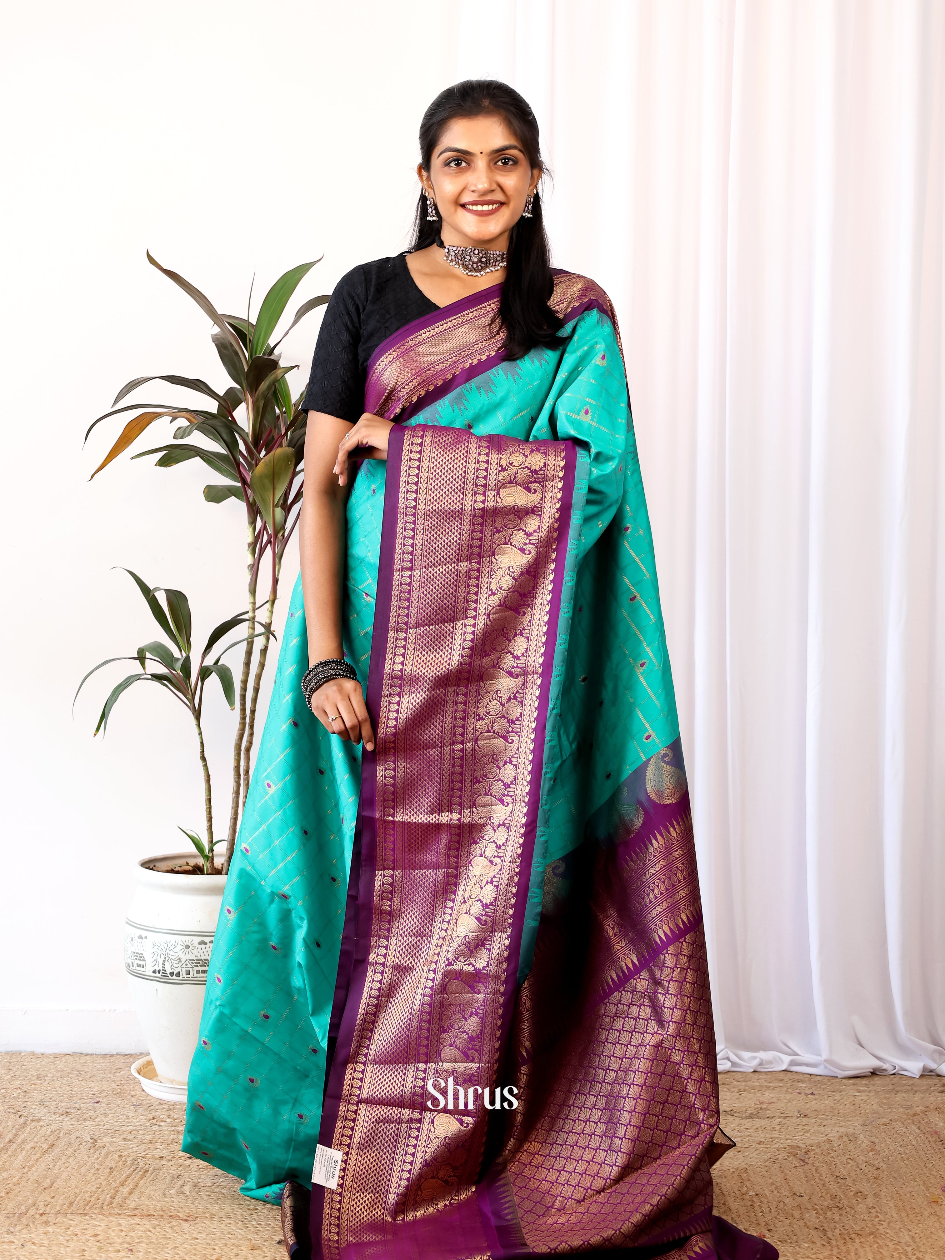 CJS02589 - Gadwal halfpure Saree - Shop on Shrus.com