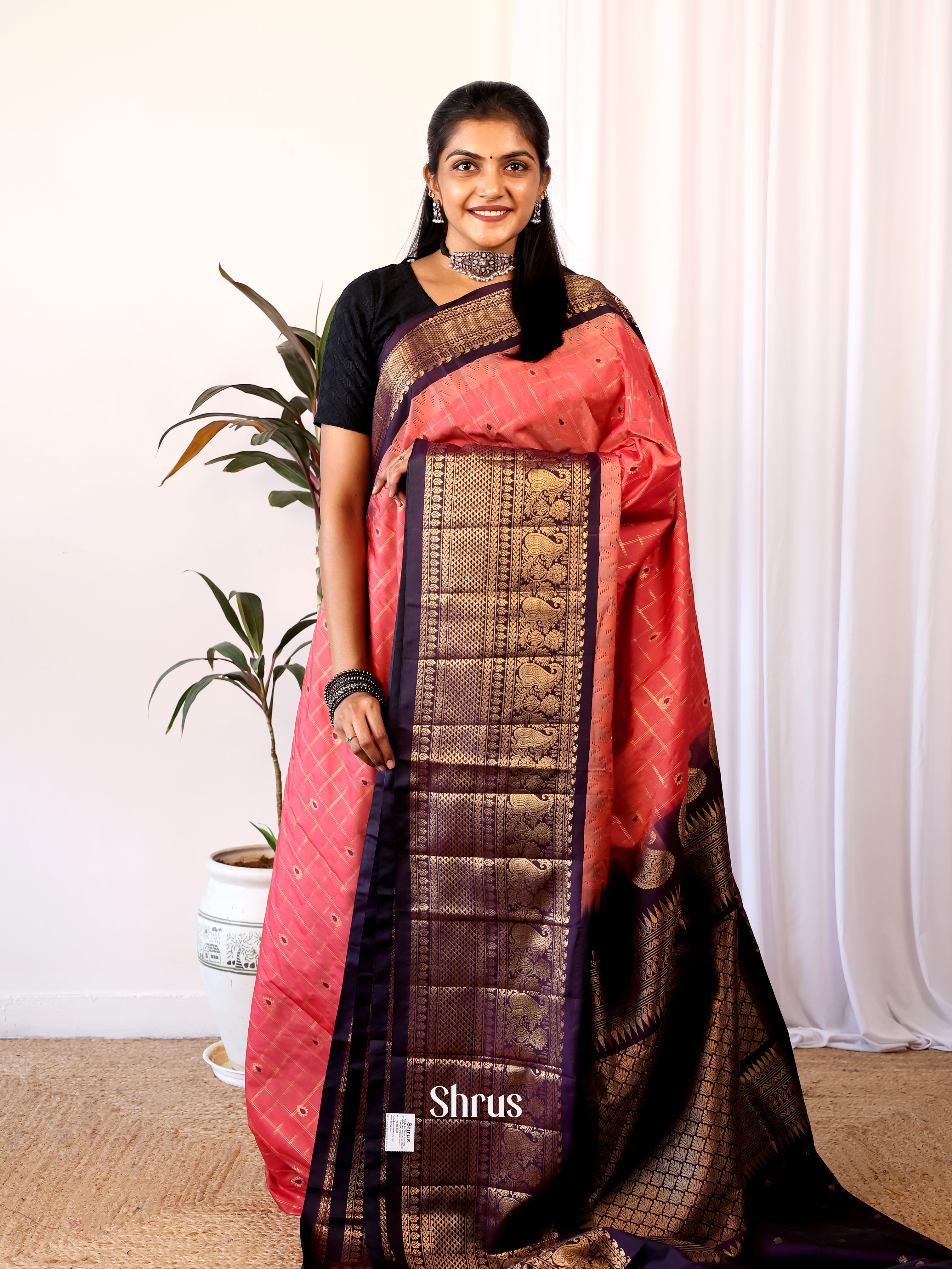 CJS02590 - Gadwal halfpure Saree - Shop on Shrus.com