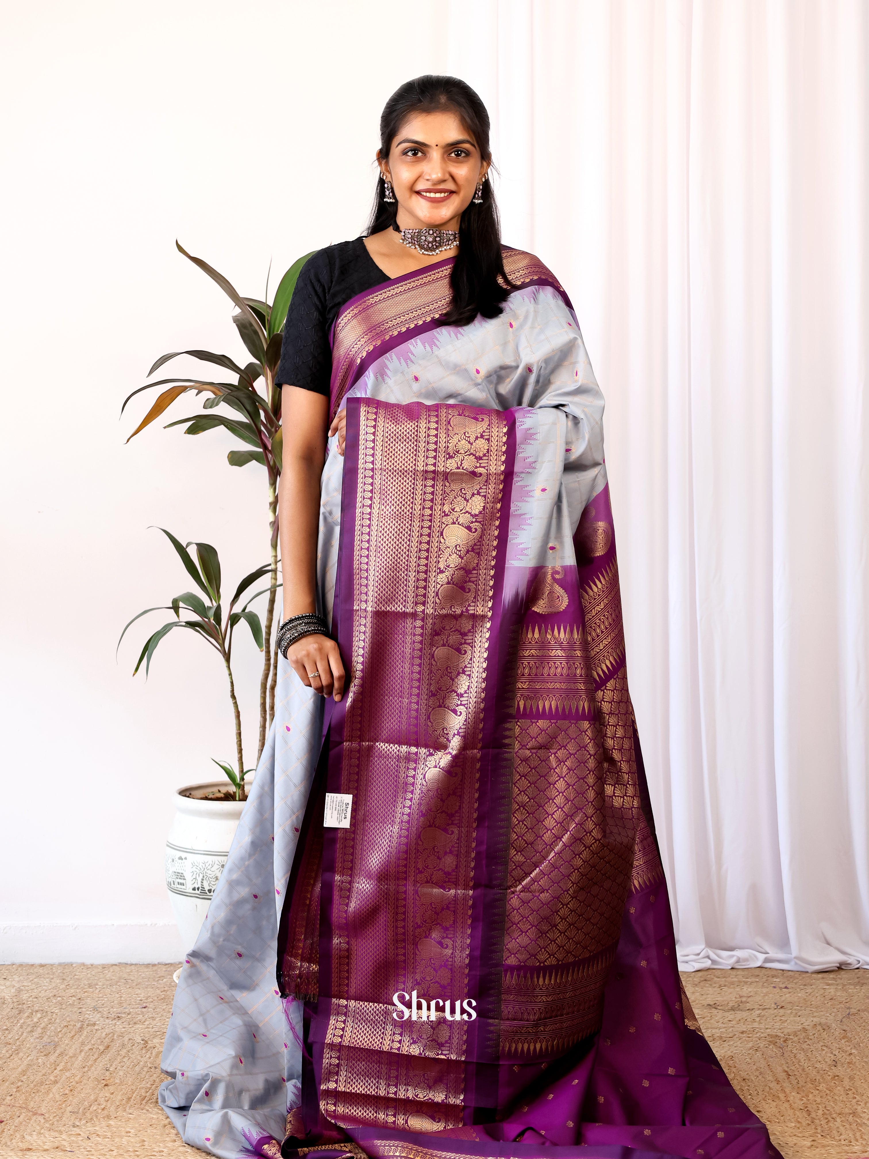 CJS02605 - Gadwal halfpure Saree - Shop on Shrus.com