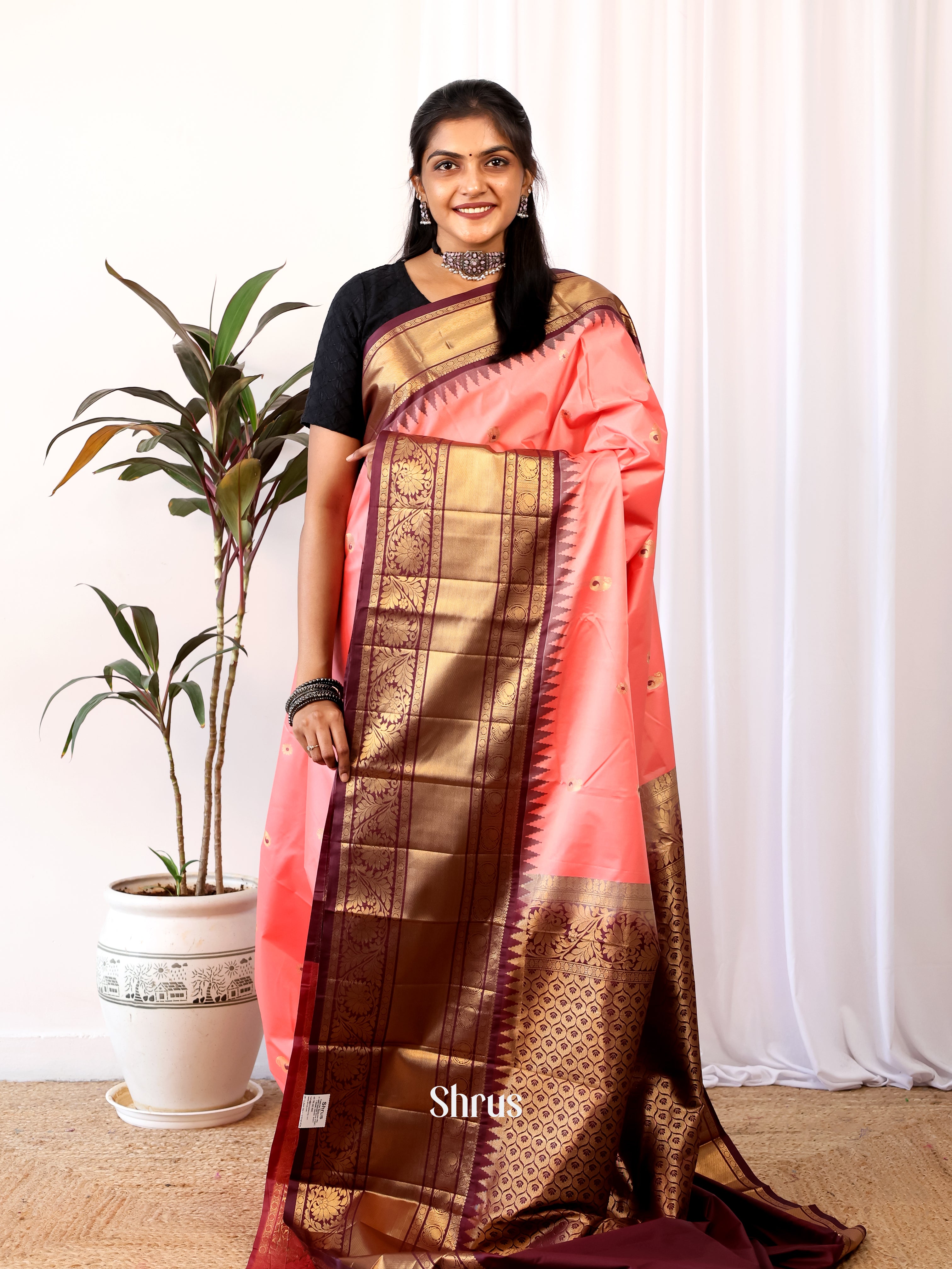 CJS02612 - Gadwal halfpure Saree - Shop on Shrus.com