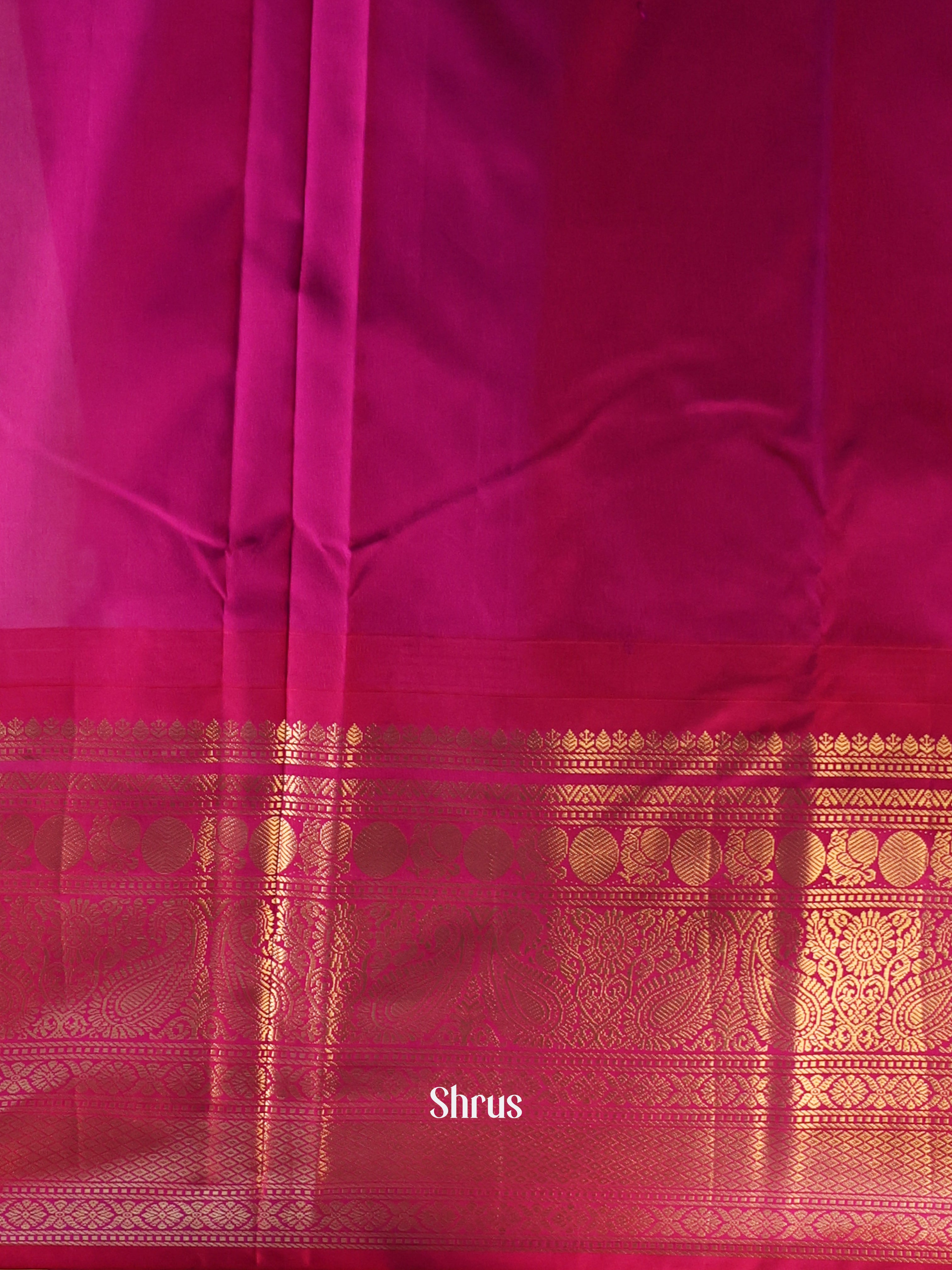 Baby Pink & Purple - Gadwal halfpure Saree