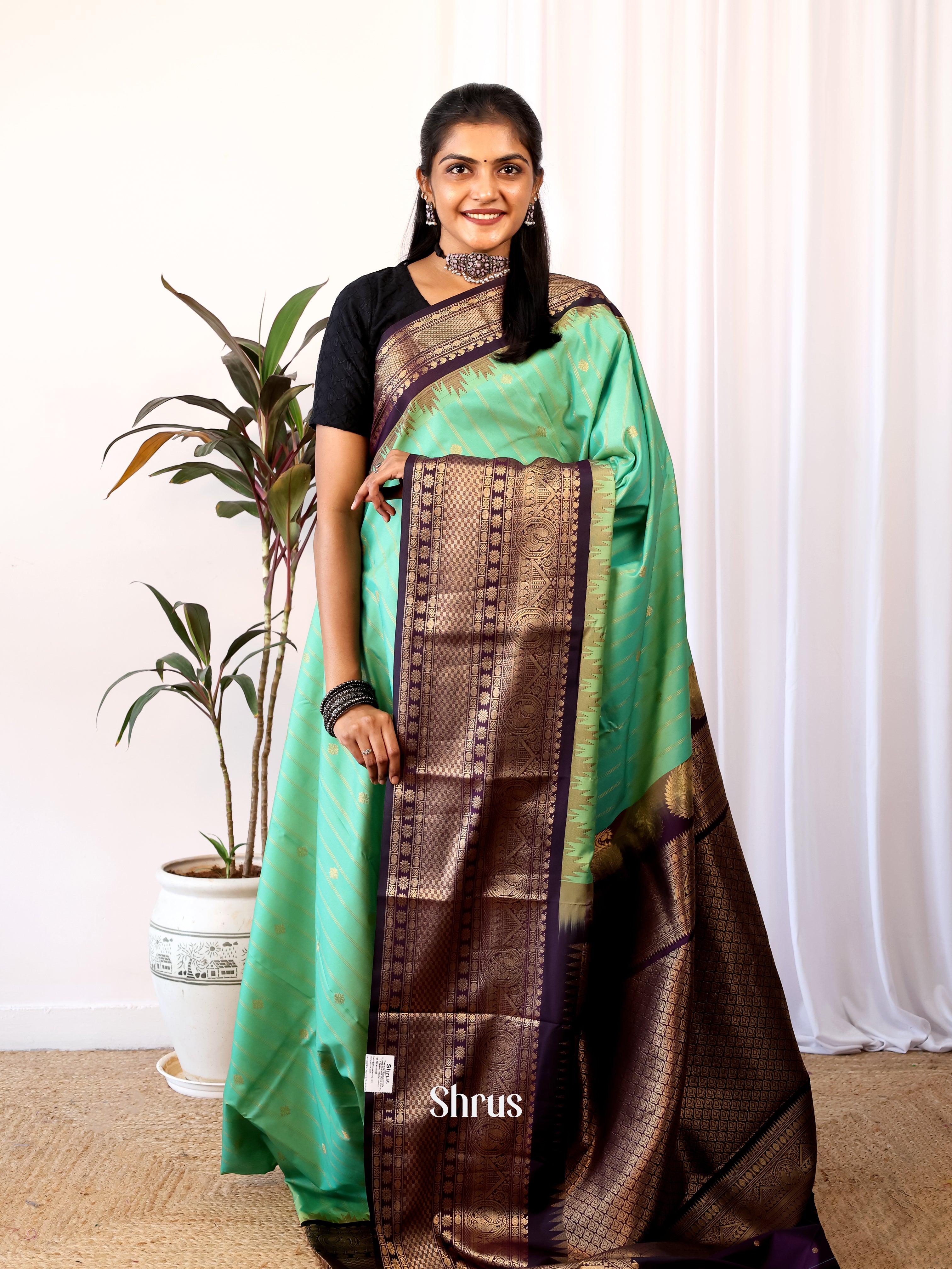 CJS02622 - Gadwal halfpure Saree - Shop on Shrus.com