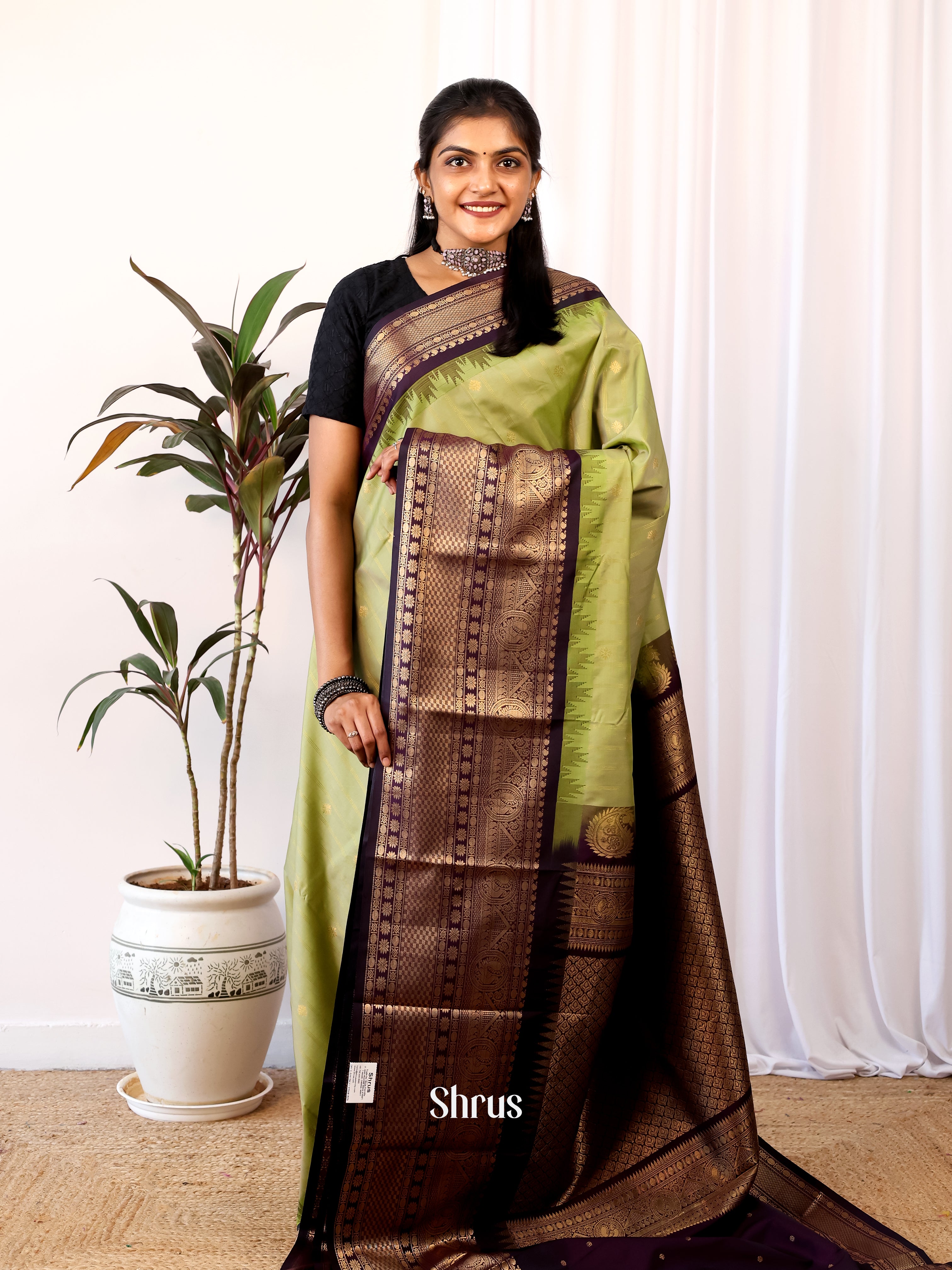 CJS02625 - Gadwal halfpure Saree - Shop on Shrus.com