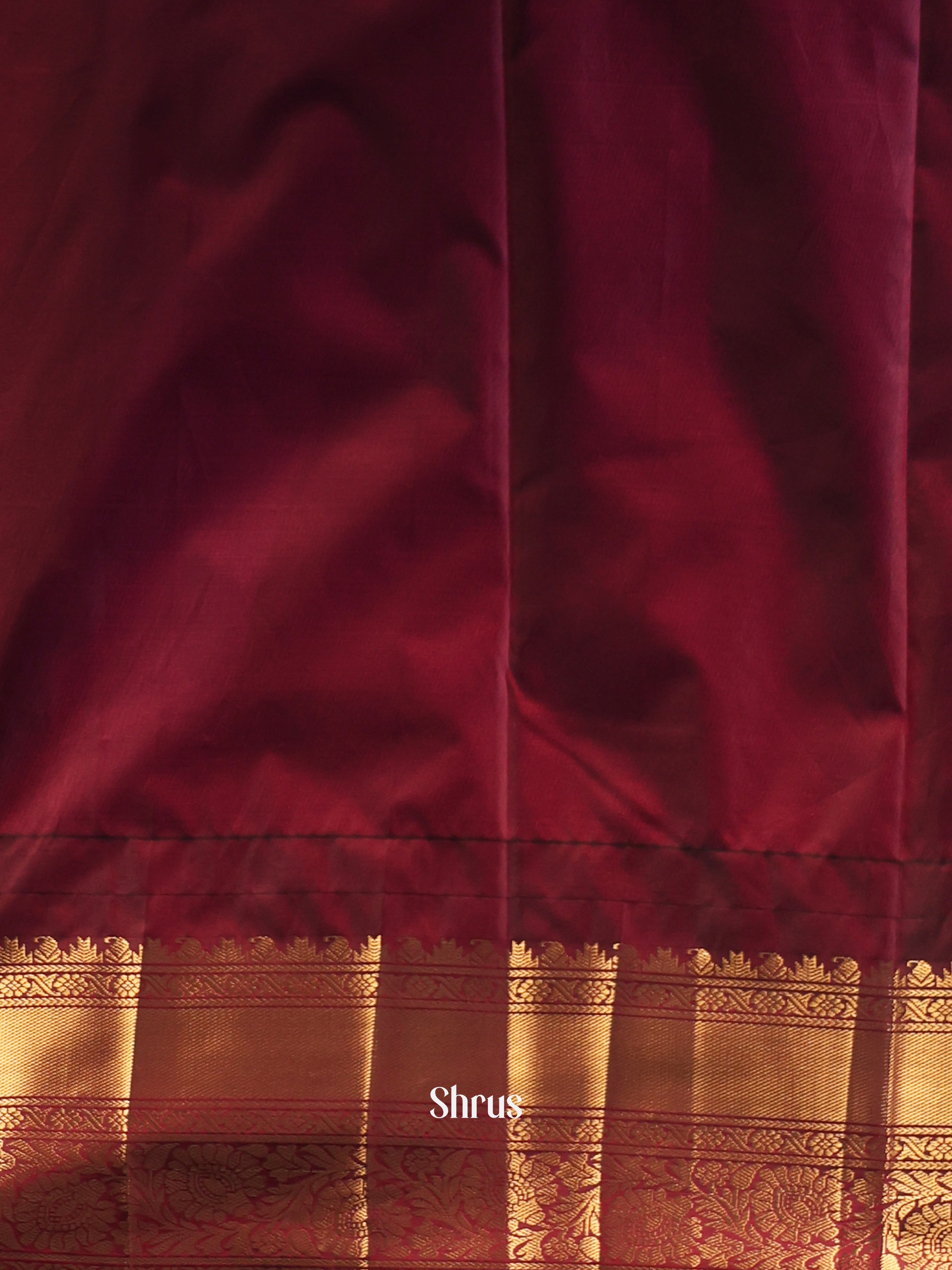 Grey & Maroon - Gadwal halfpure Saree