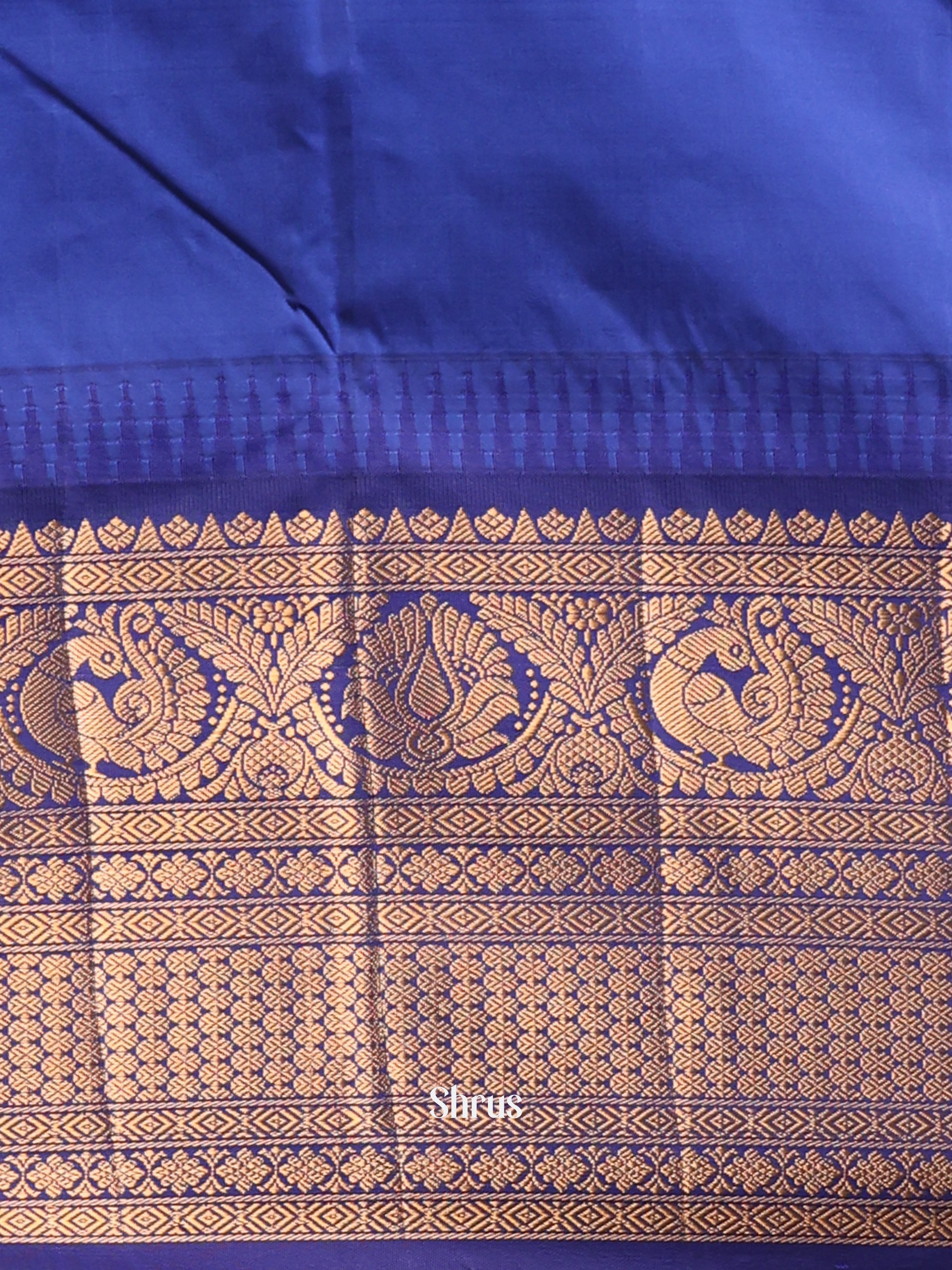 Teal & Blue - Gadwal halfpure Saree