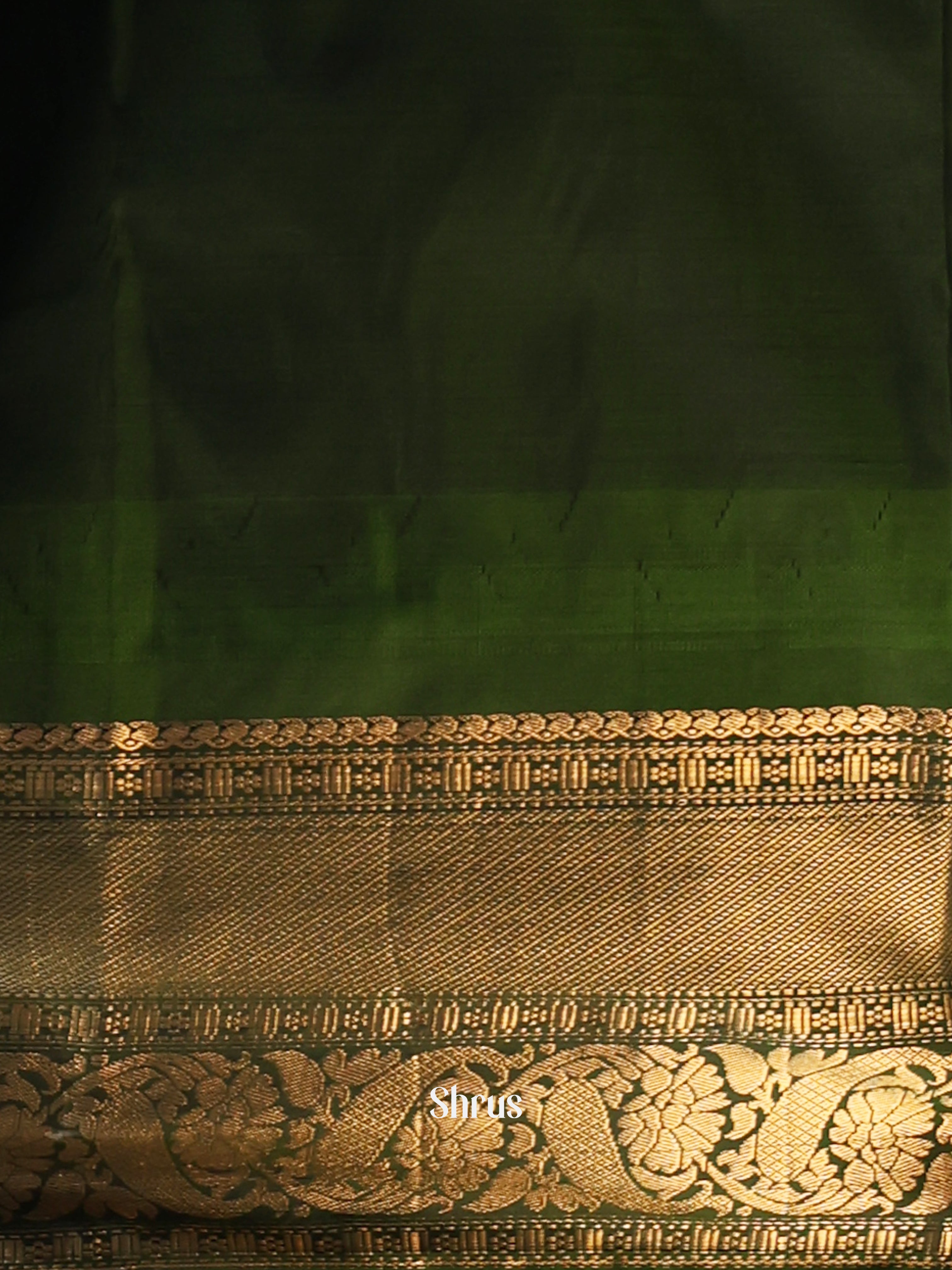 Orangish Pink & Green - Gadwal halfpure Saree