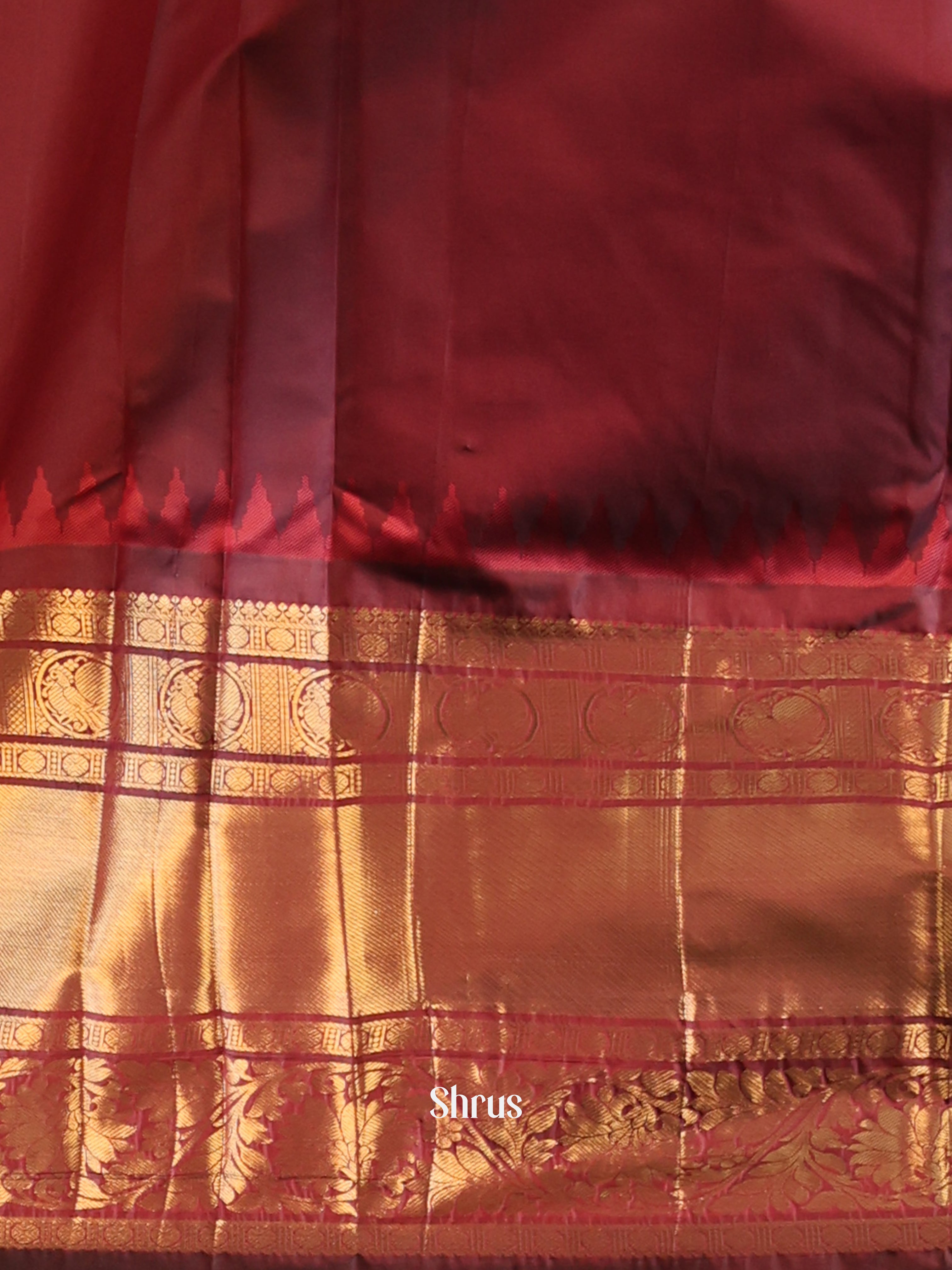 Green & Brown - Gadwal halfpure Saree