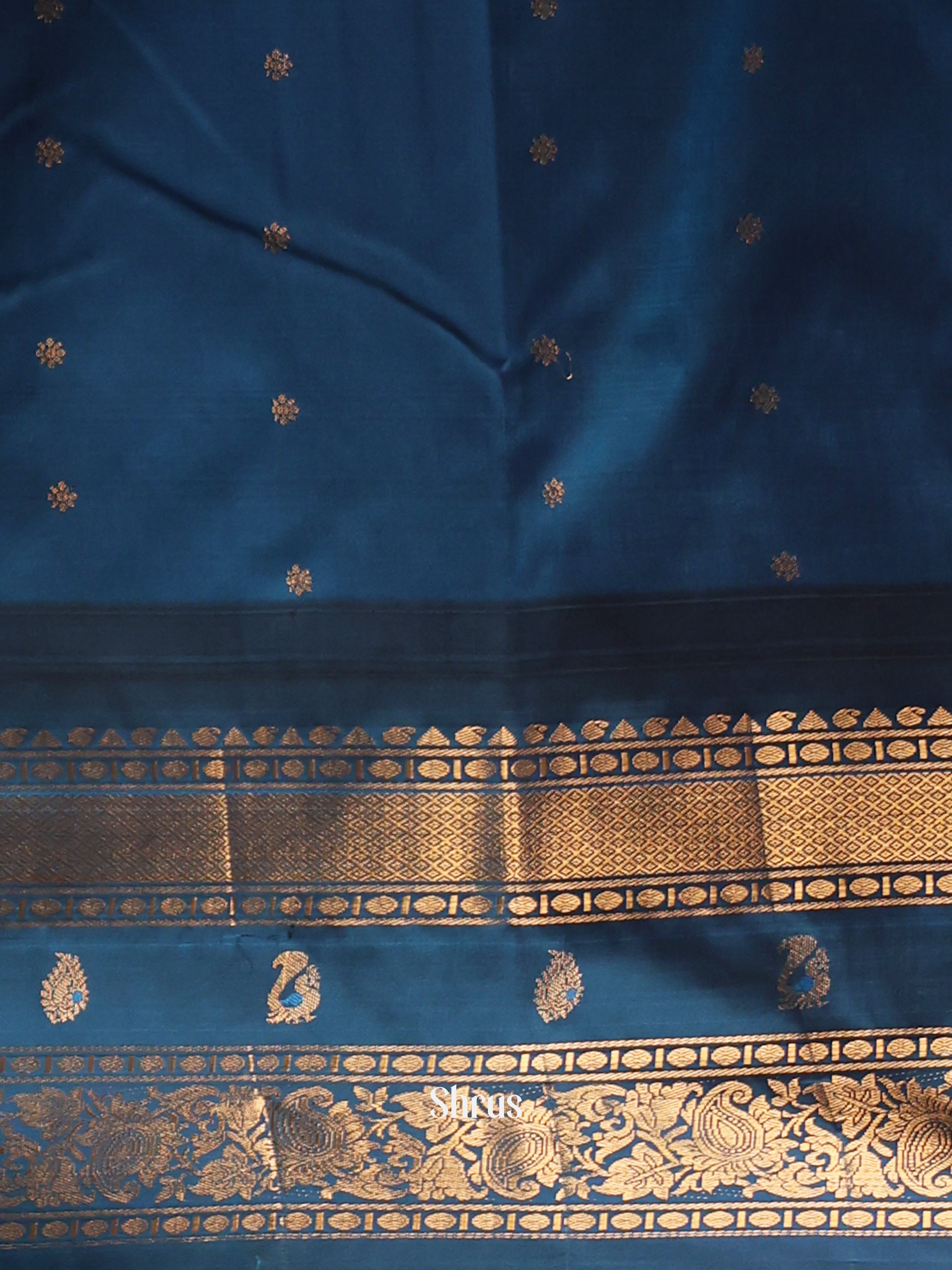 Pink & Blue - Gadwal halfpure Saree