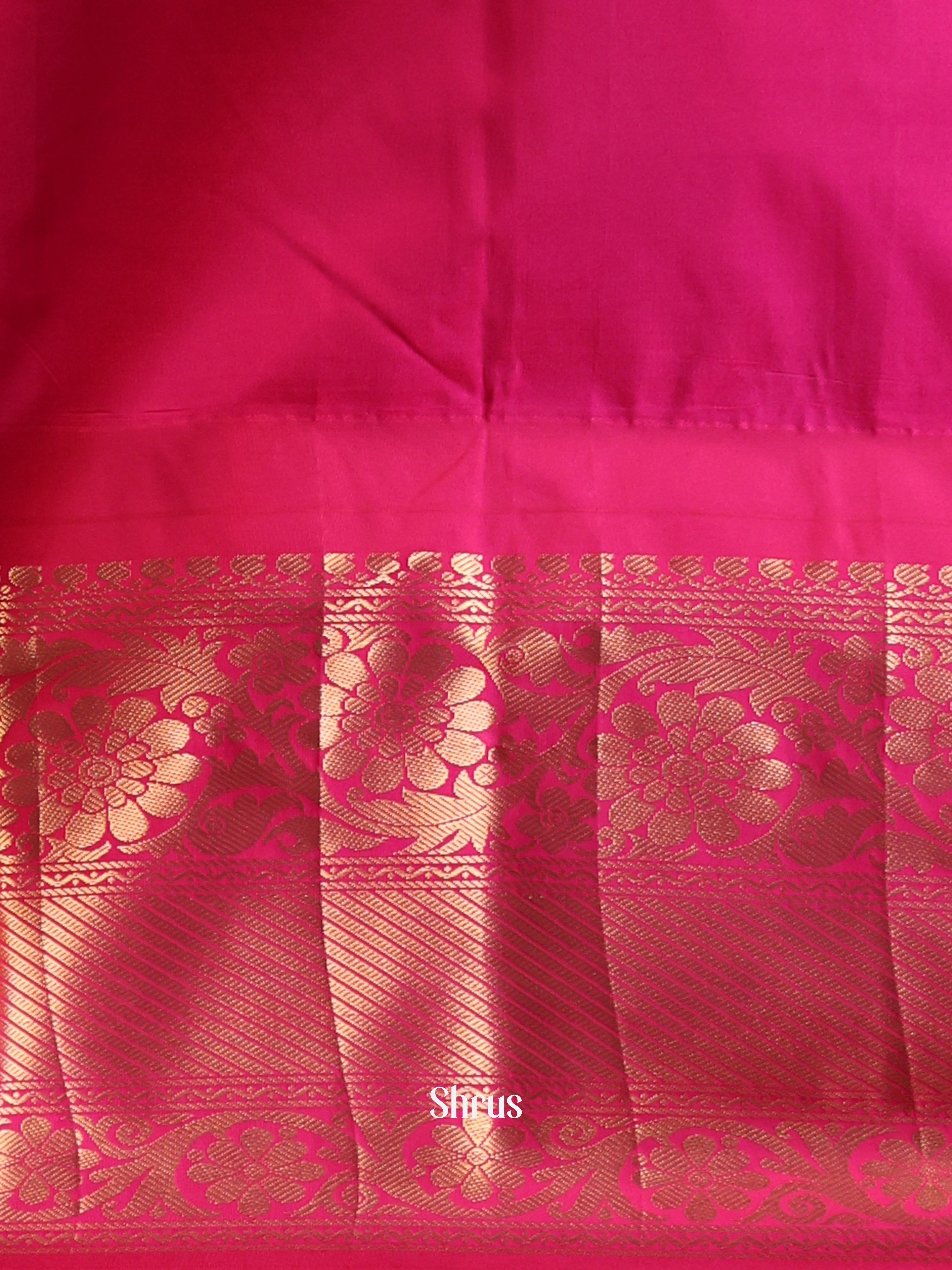 Teal Green & Pink - Gadwal halfpure Saree