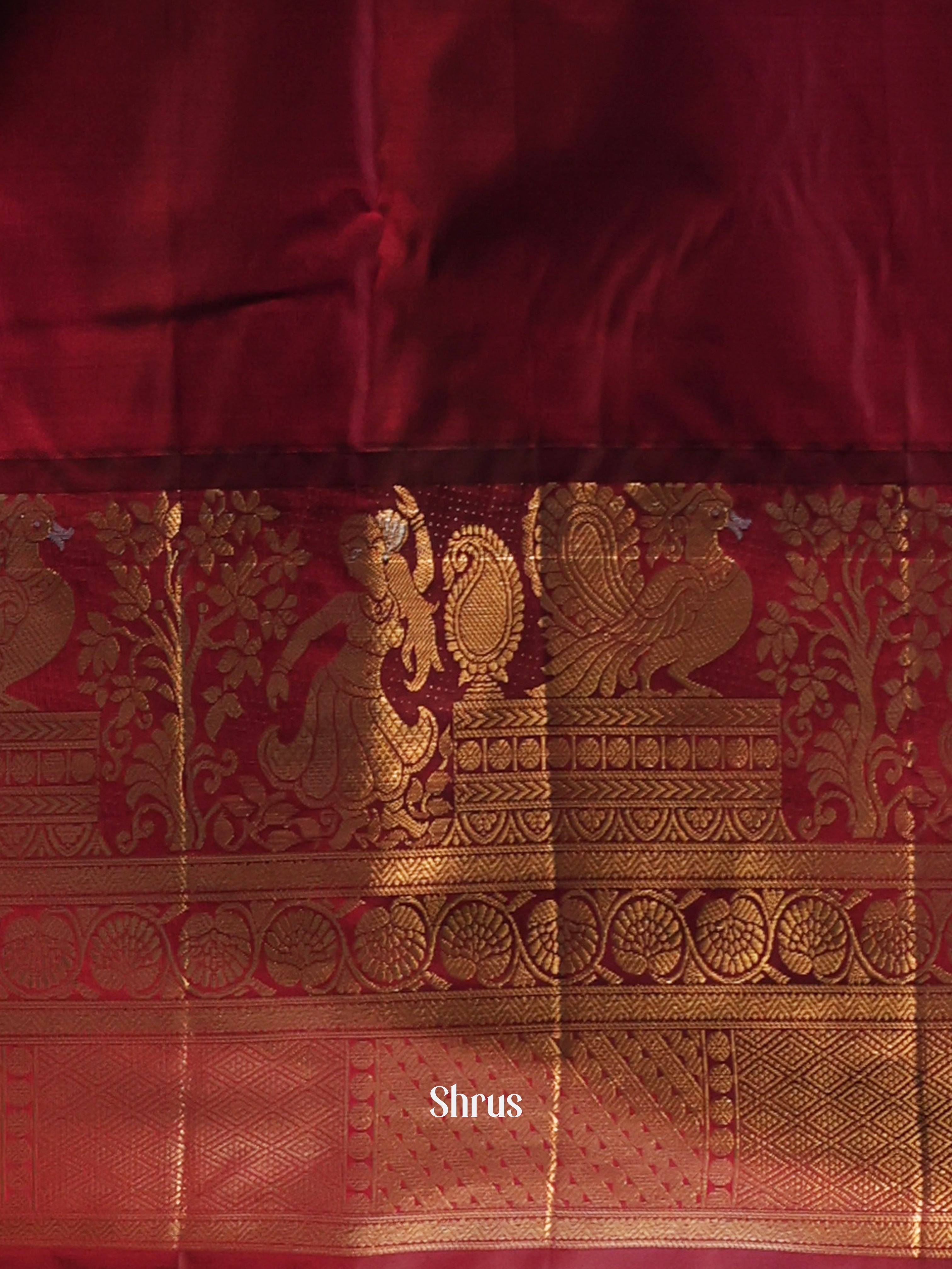 Red & Brown   - Gadwal halfpure Saree