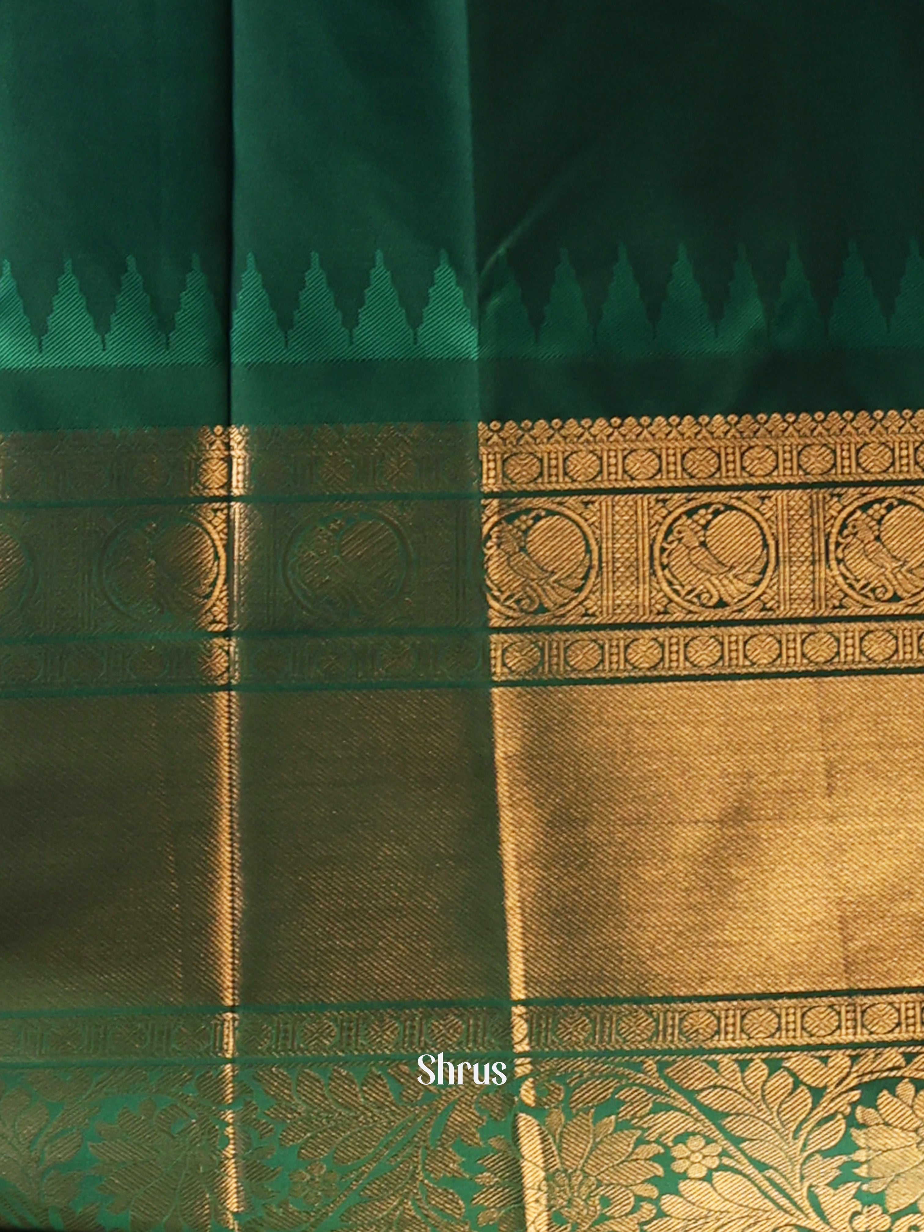 Yellow & Green - Gadwal halfpure Saree