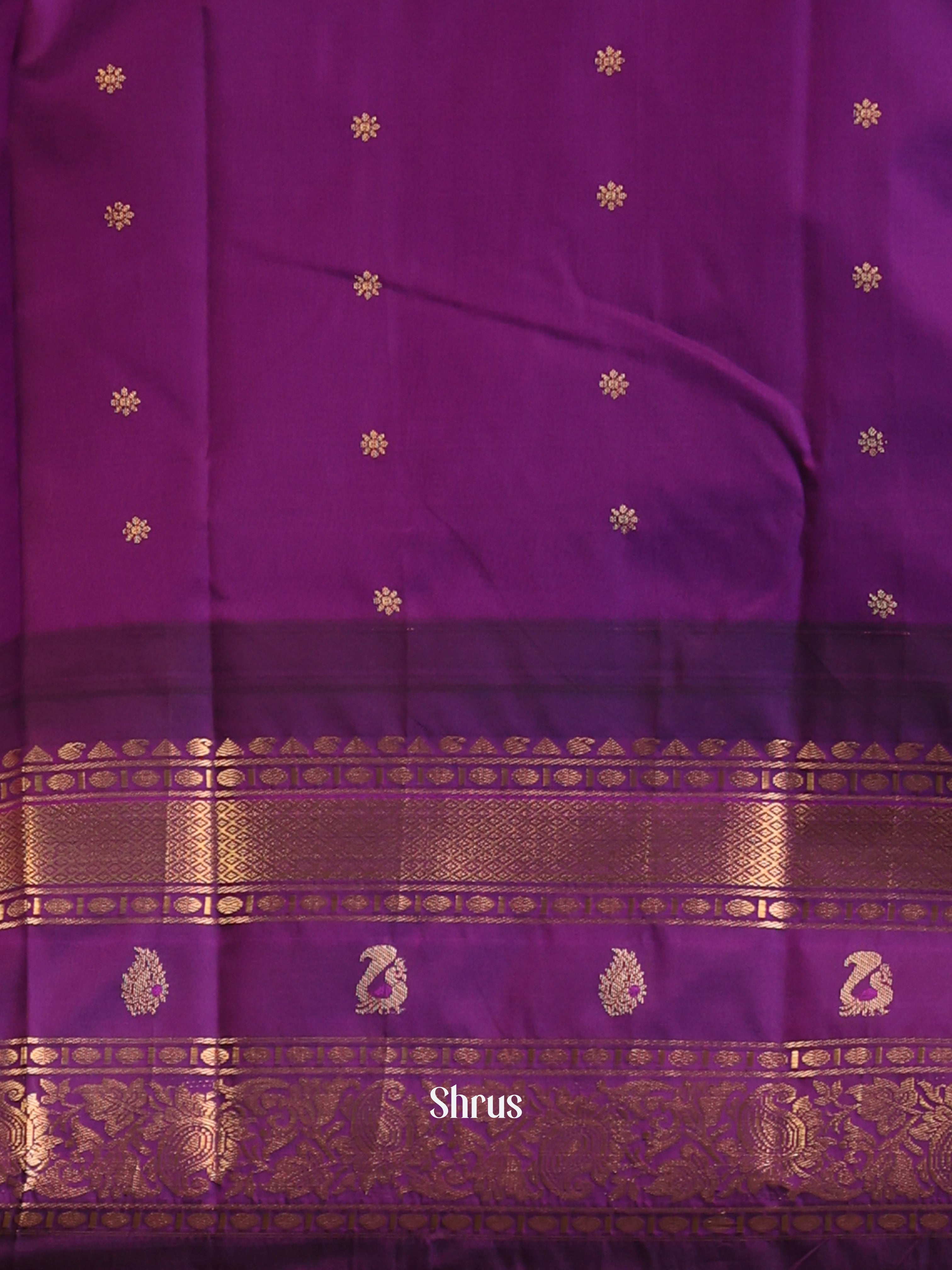 Green & Purple - Gadwal halfpure Saree