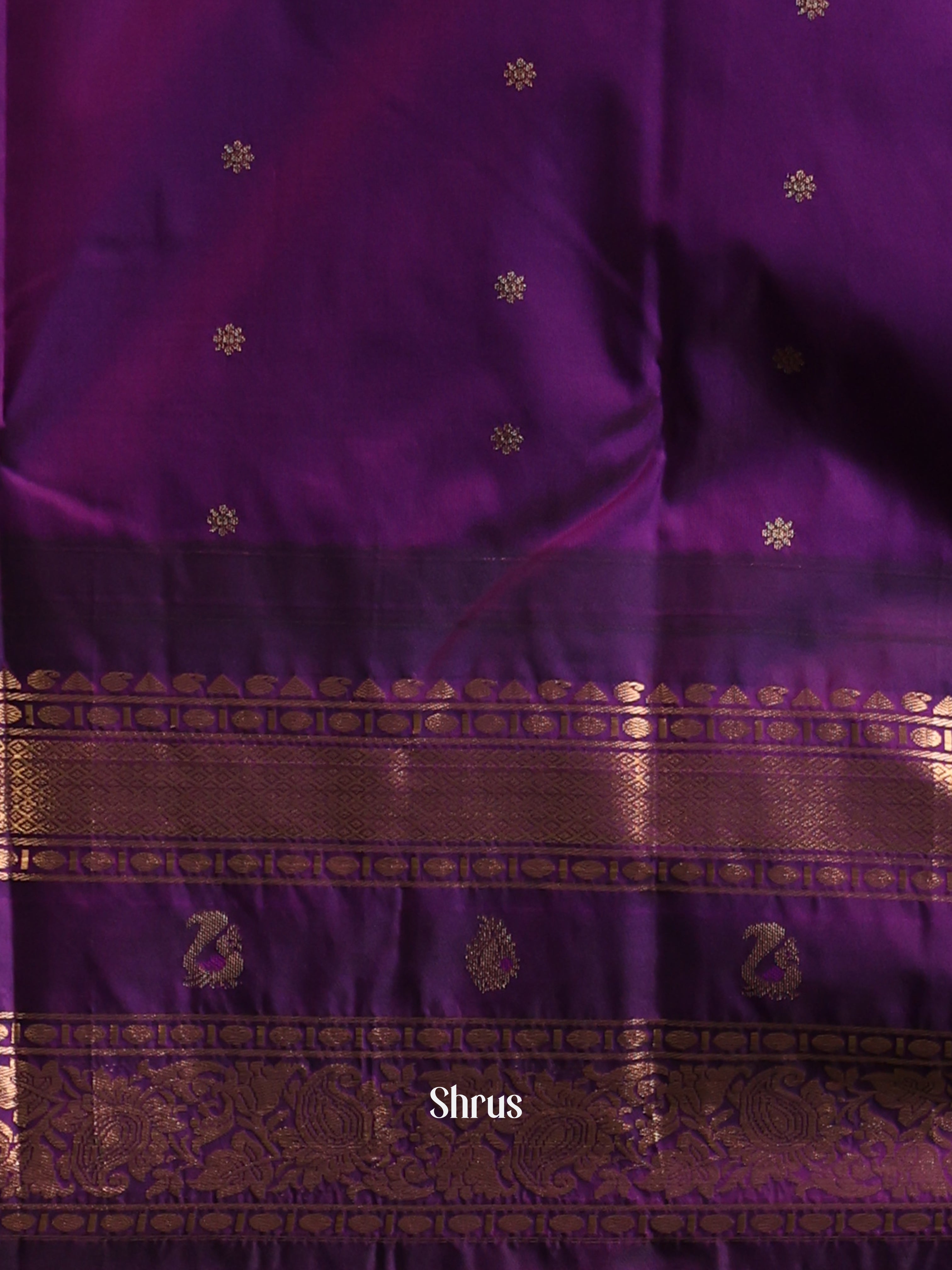 Blue & Purple - Gadwal halfpure Saree