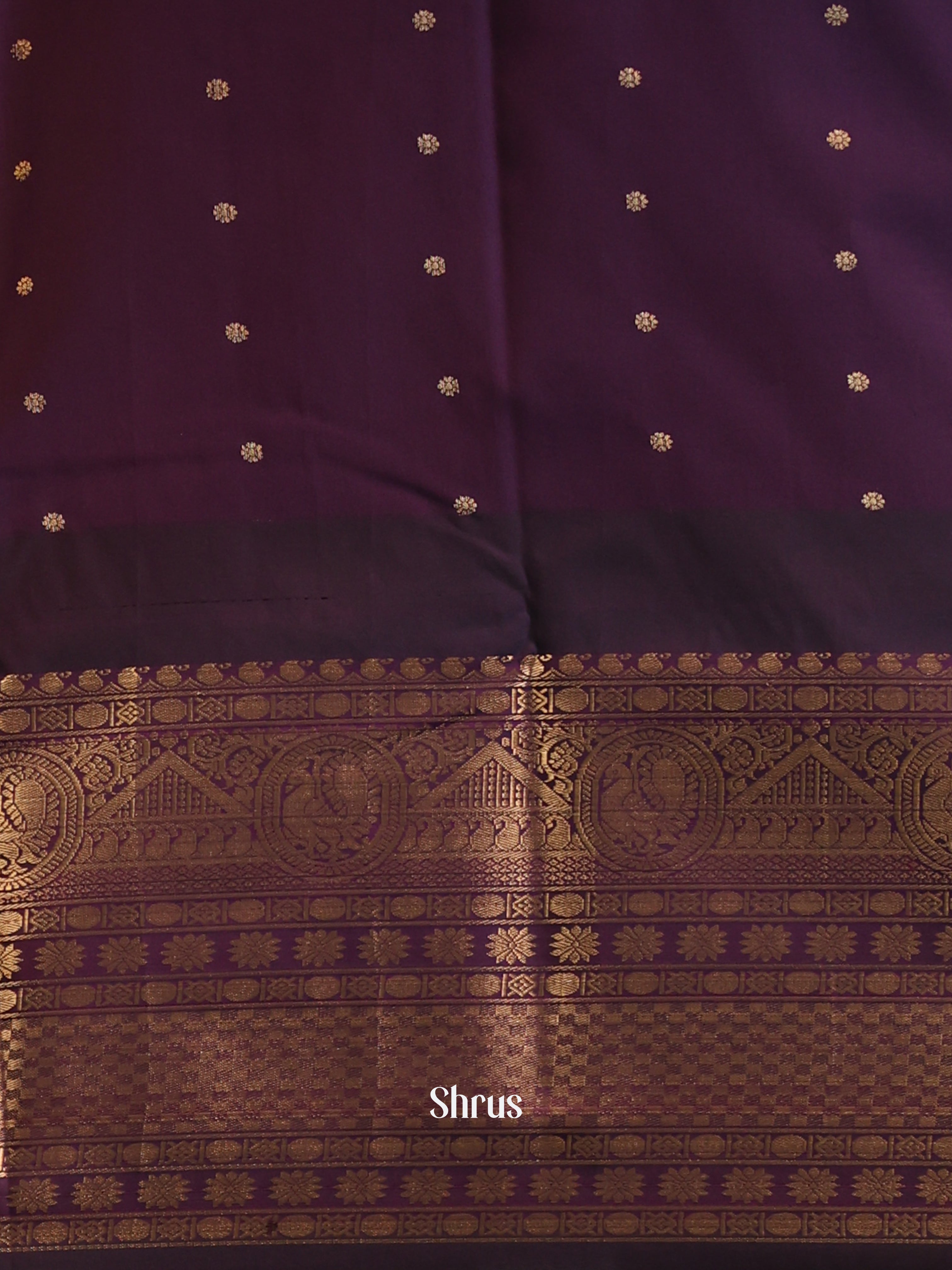 Yellow & Violet - Gadwal halfpure Saree