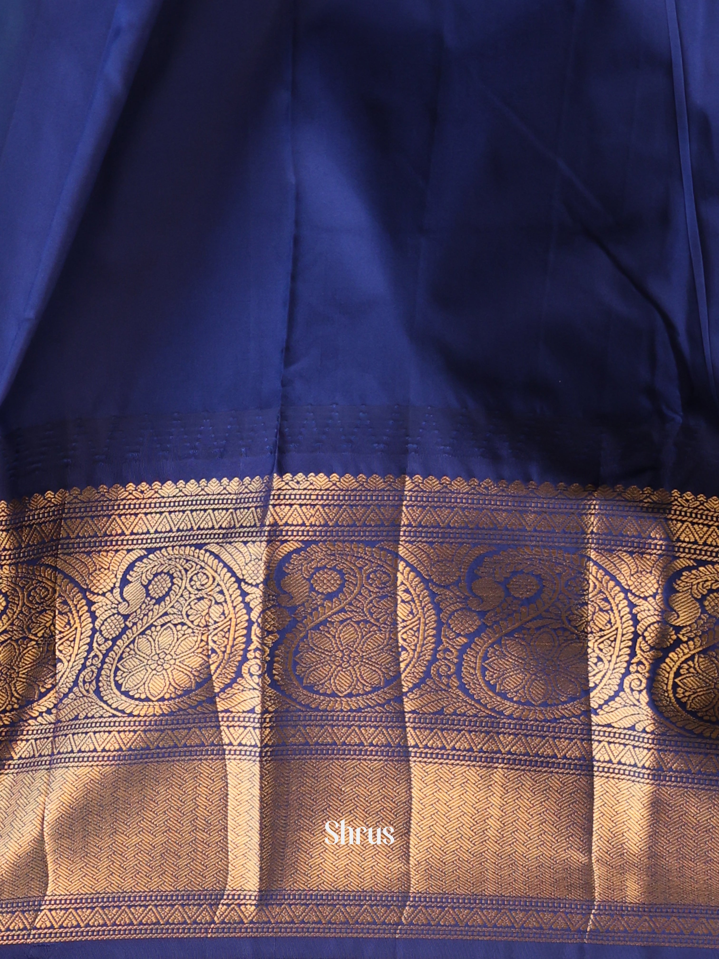 Sky Blue & Blue - Gadwal halfpure Saree