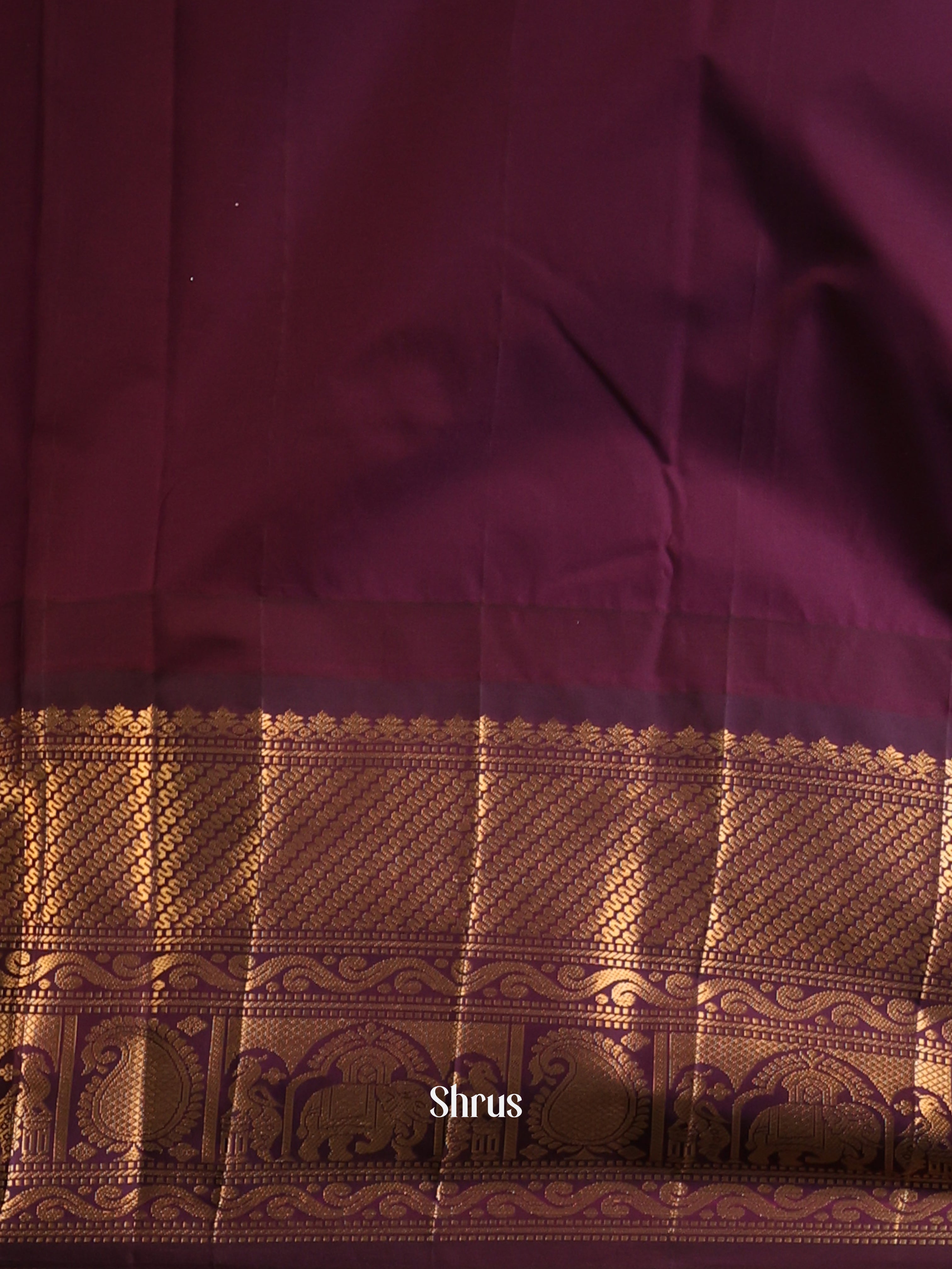 Green & Wine - Gadwal halfpure Saree