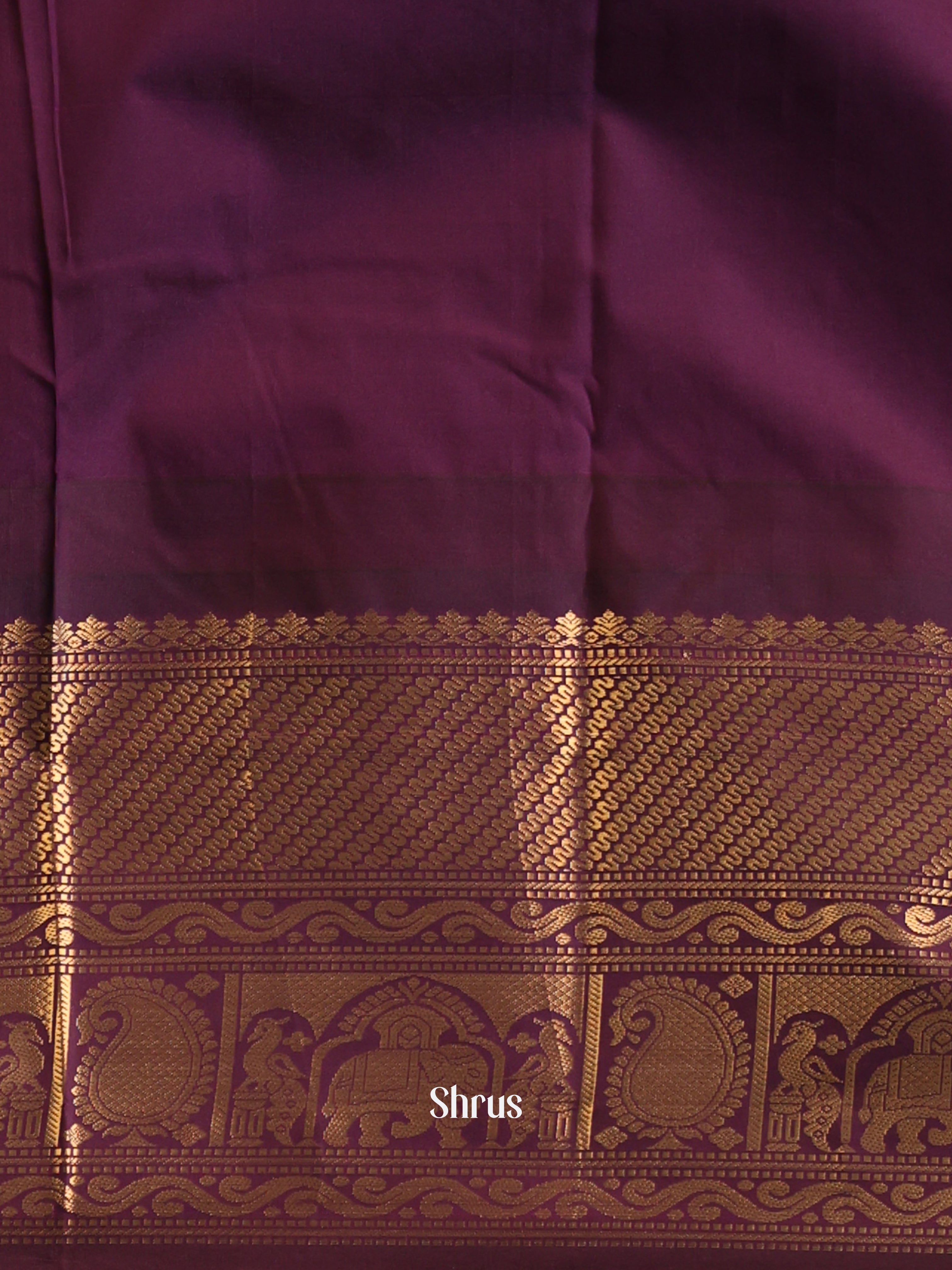 Blue & Wine - Gadwal halfpure Saree