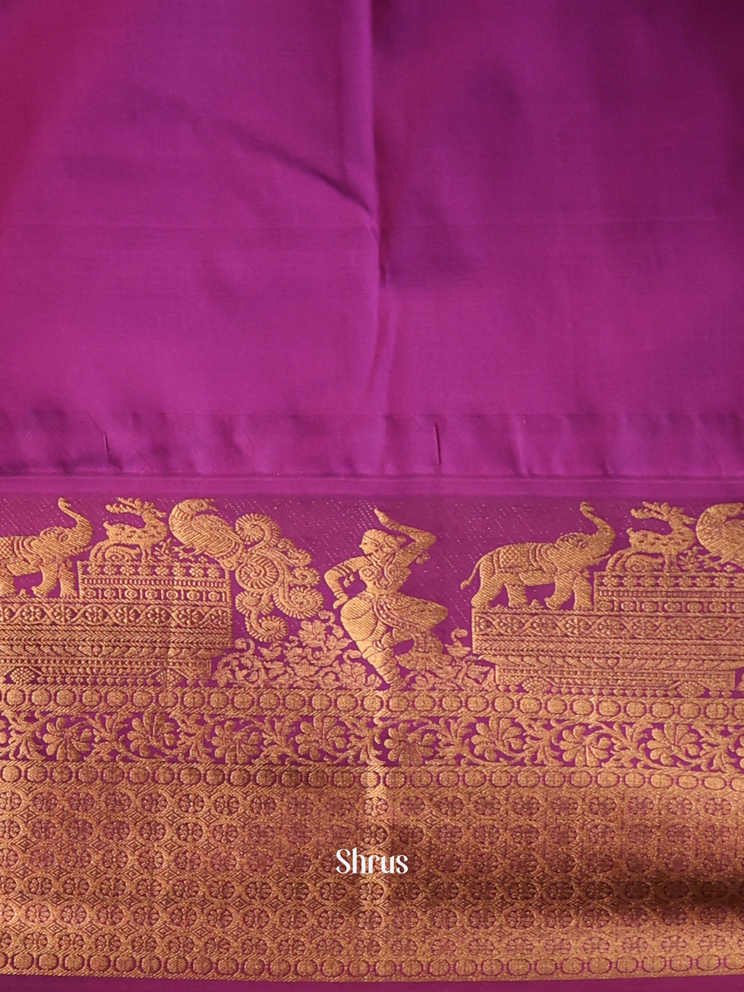 Yellow & Purple  - Gadwal halfpure Saree