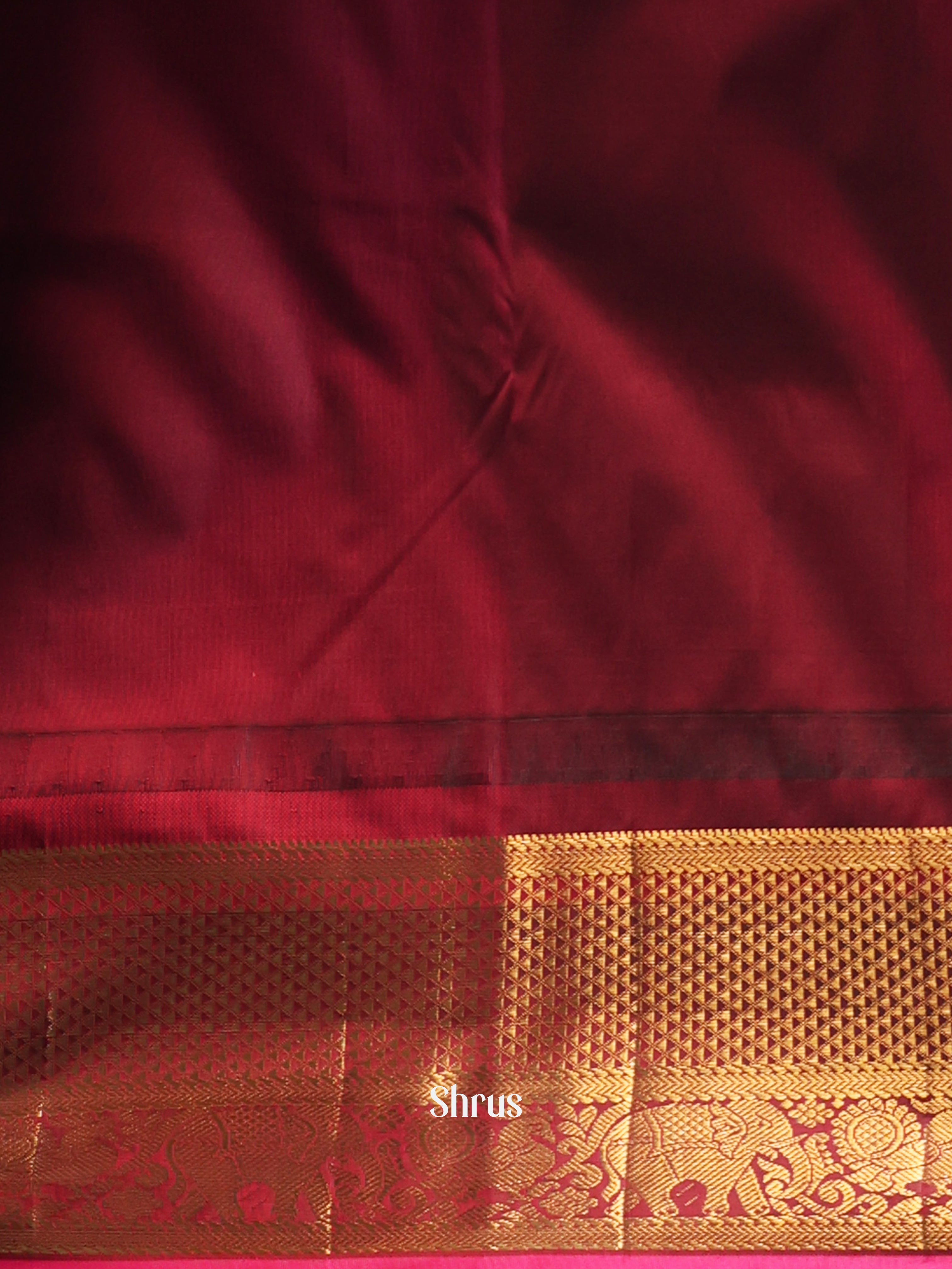 Blue & Maroon - Gadwal halfpure Saree