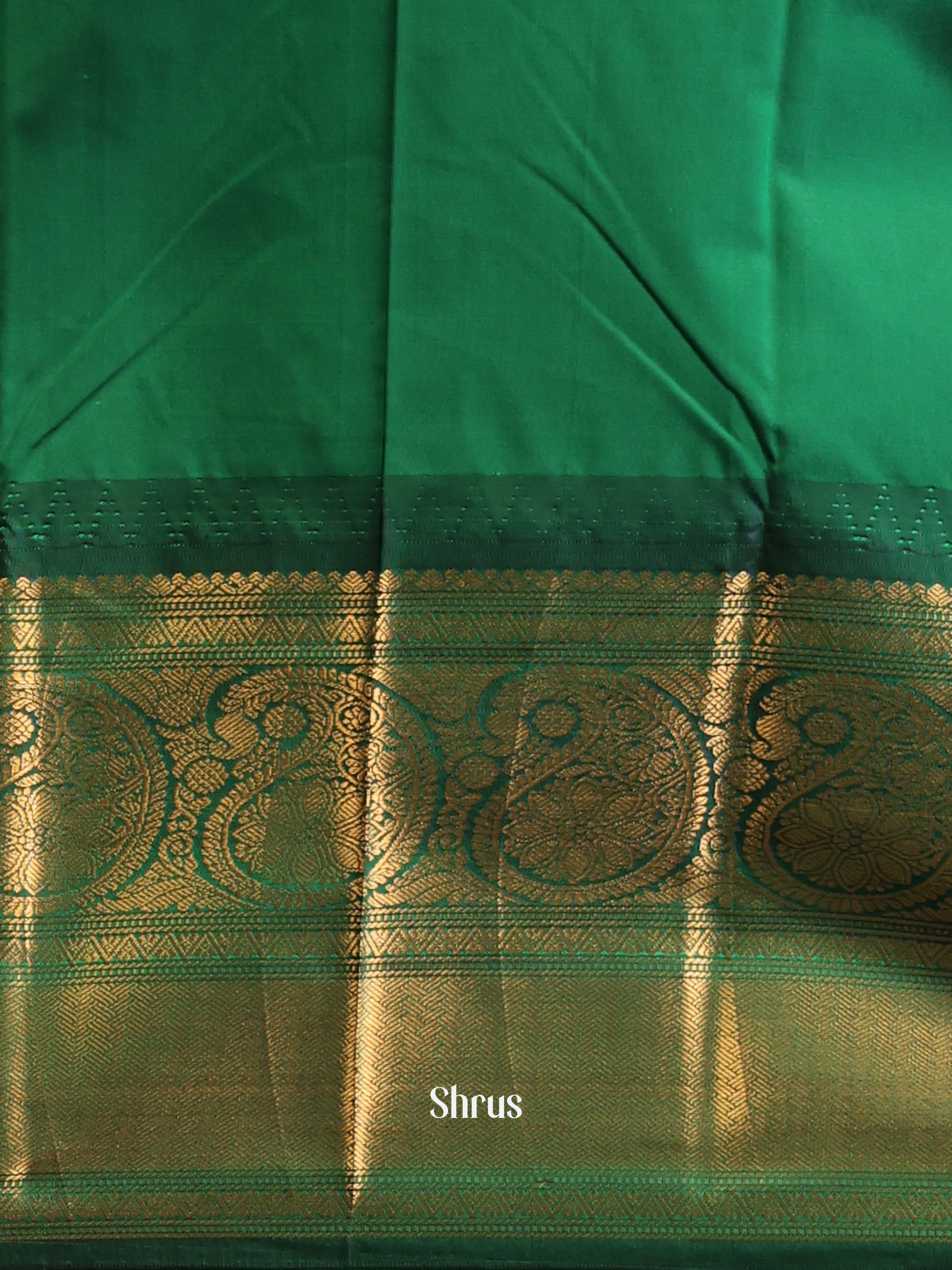 Cream & Green- Gadwal halfpure Saree