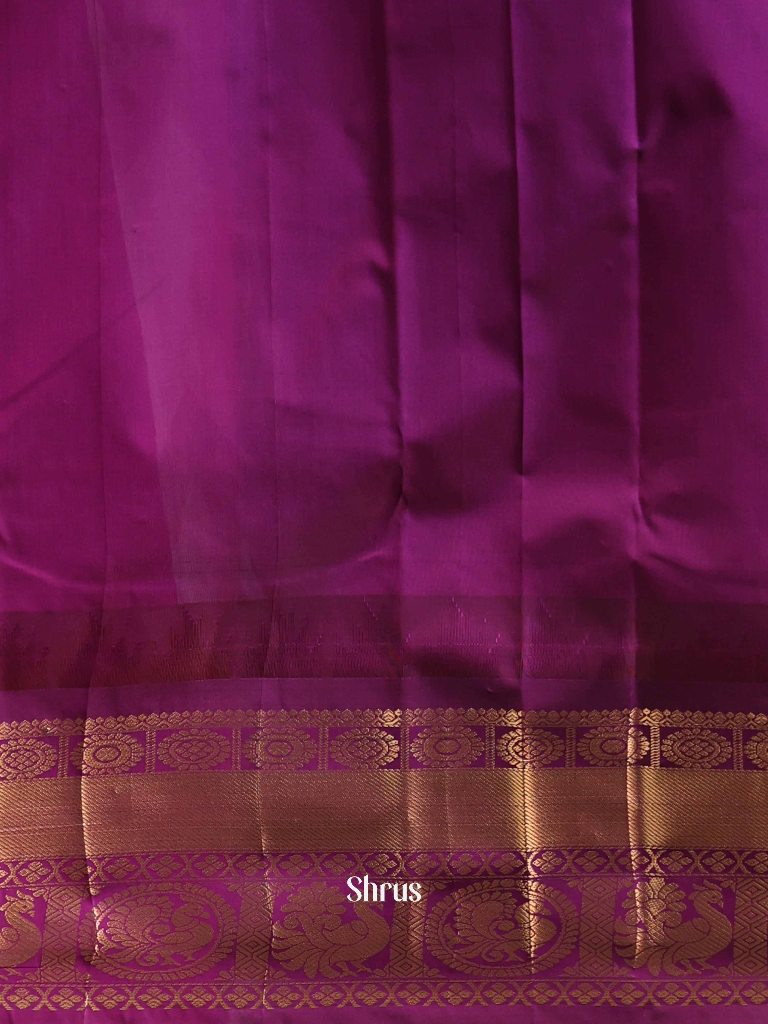 Teal Green & Purple - Gadwal halfpure Saree