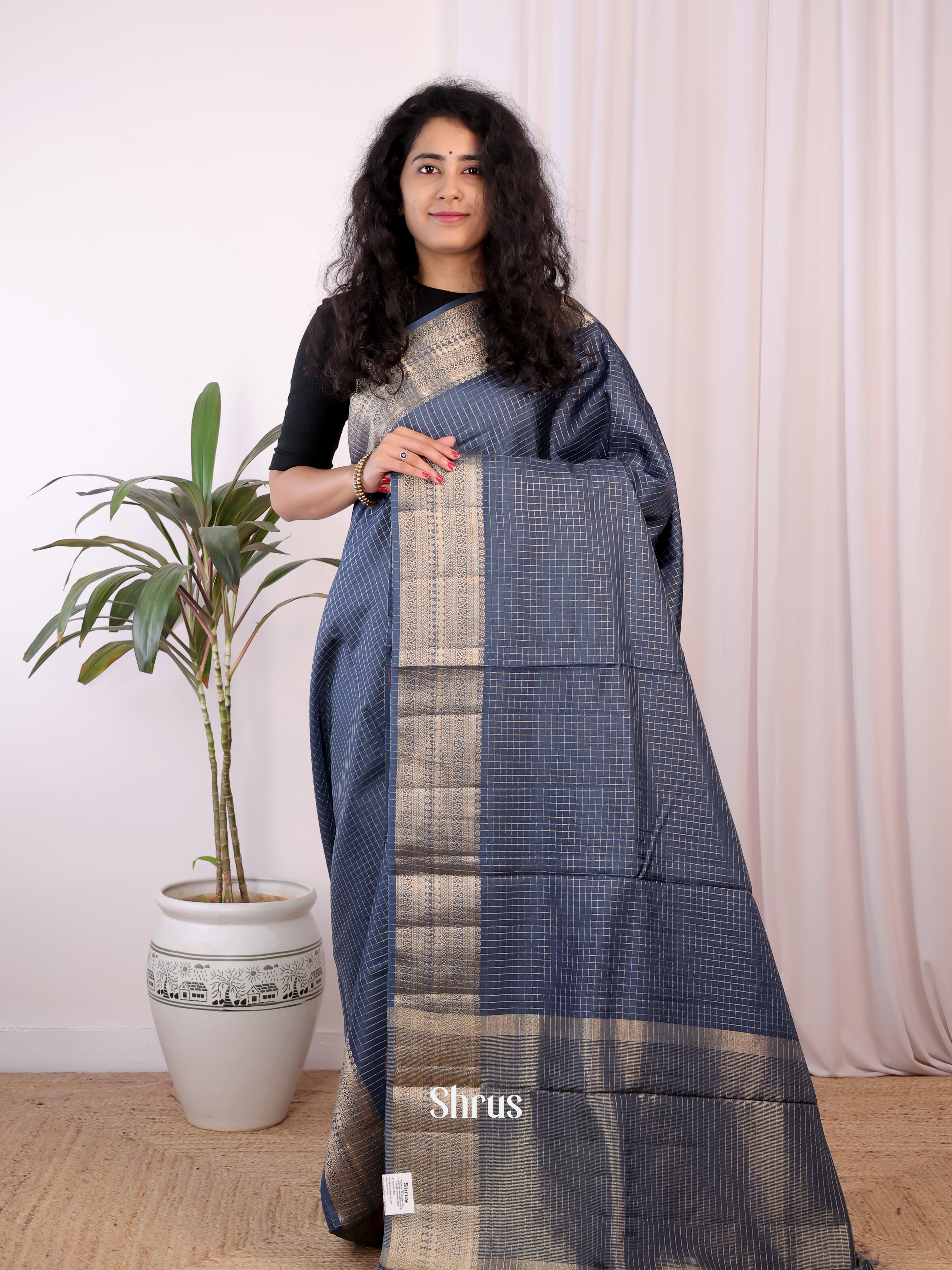 Grey & Onion Peel- Semi Chanderi Saree