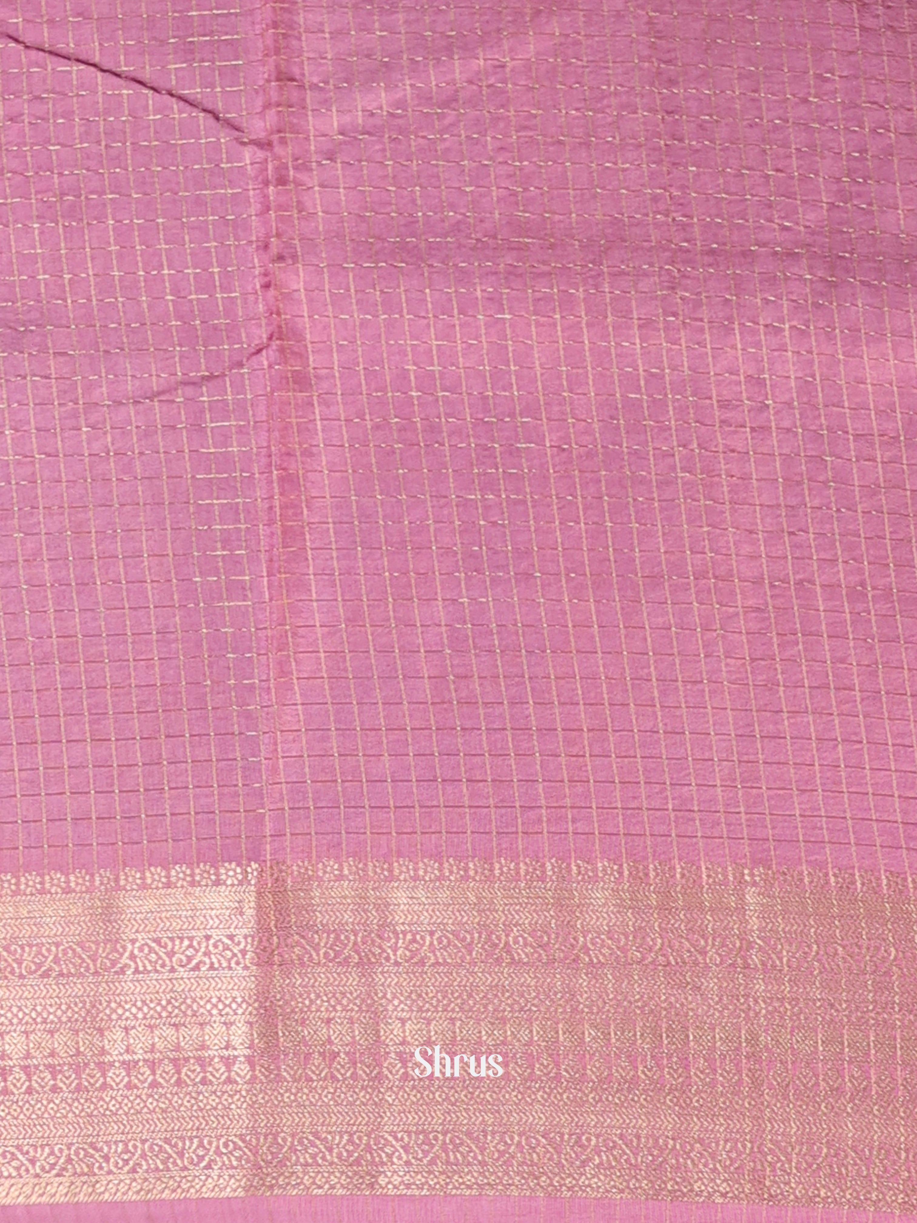 Greyish Blue & Pink- Semi Chanderi Saree