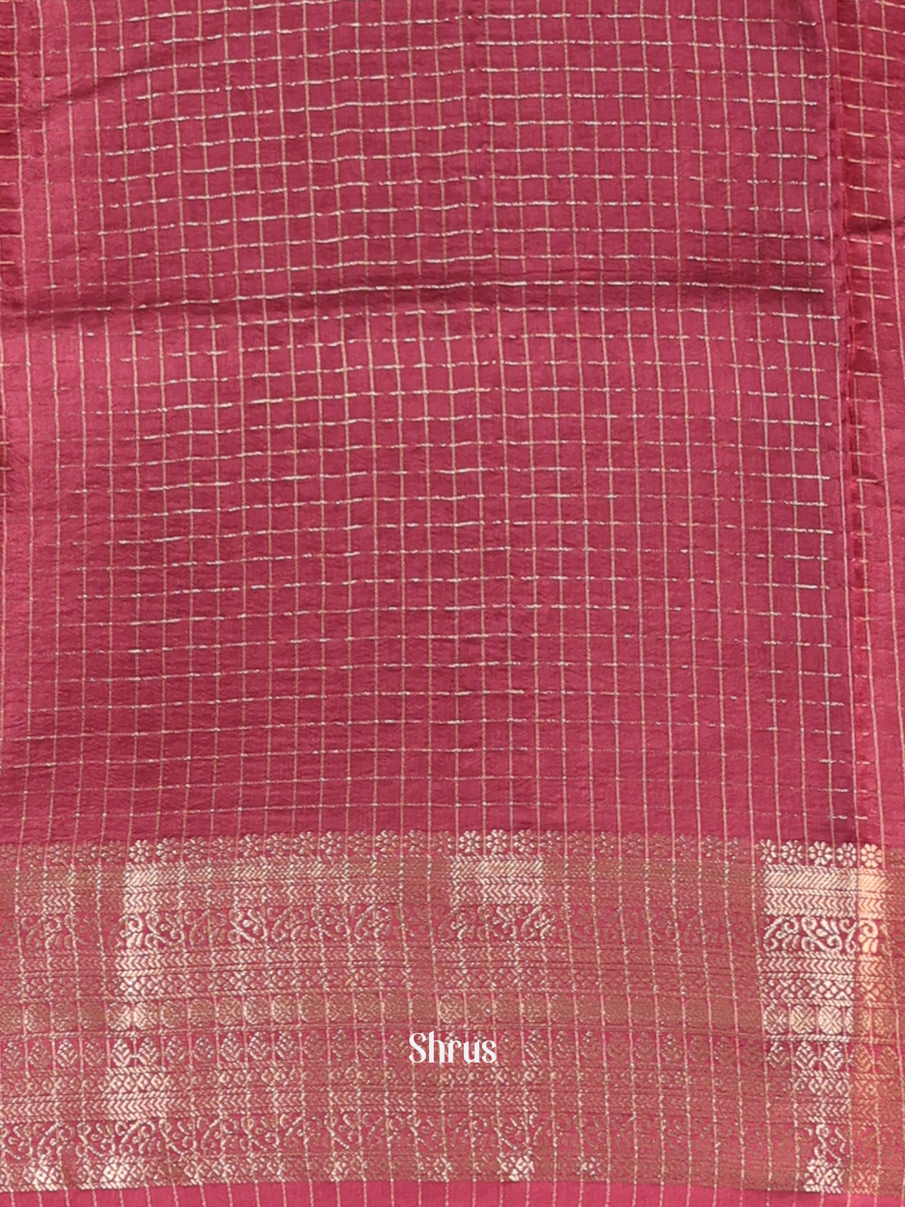 Grey & Red - Semi Chanderi Saree