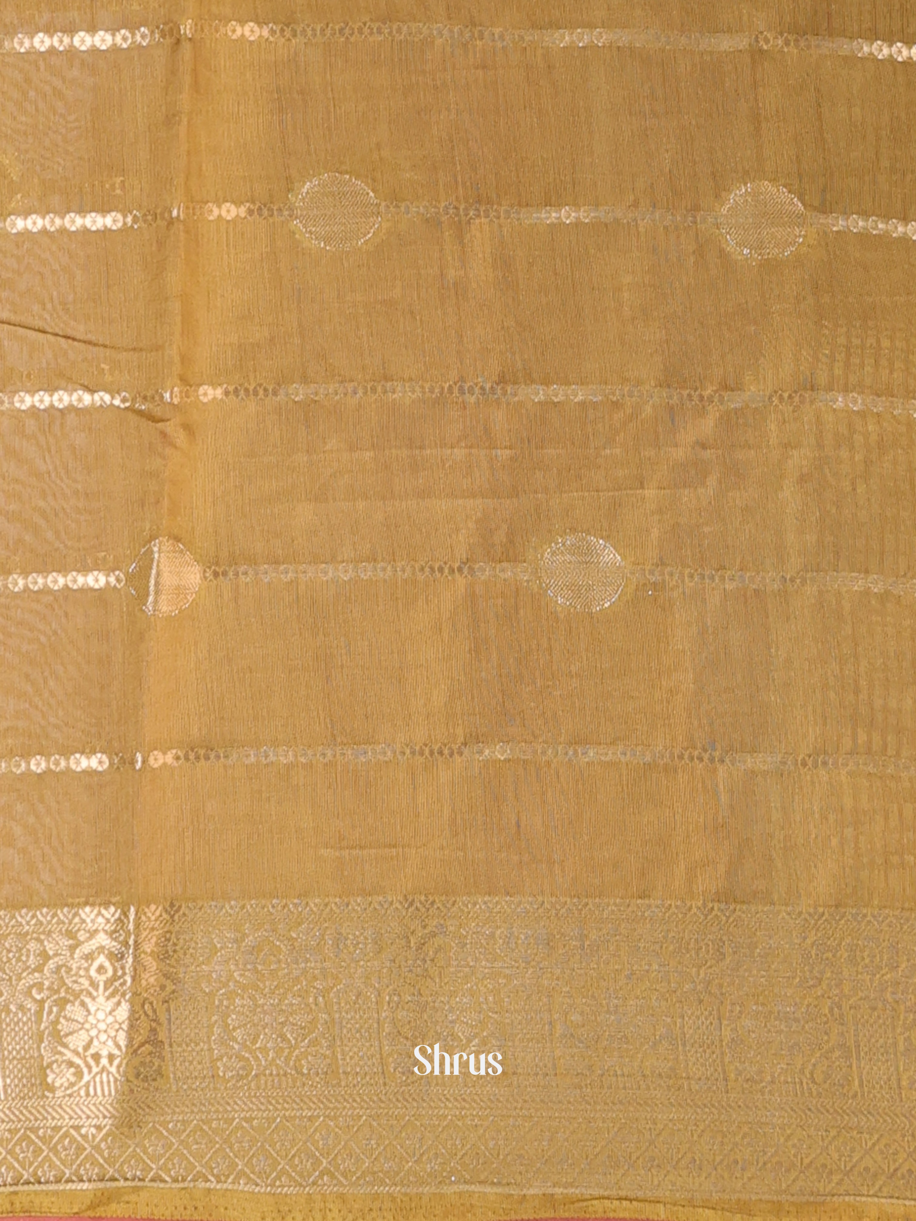 Brown & Mustard - Semi Chanderi Saree