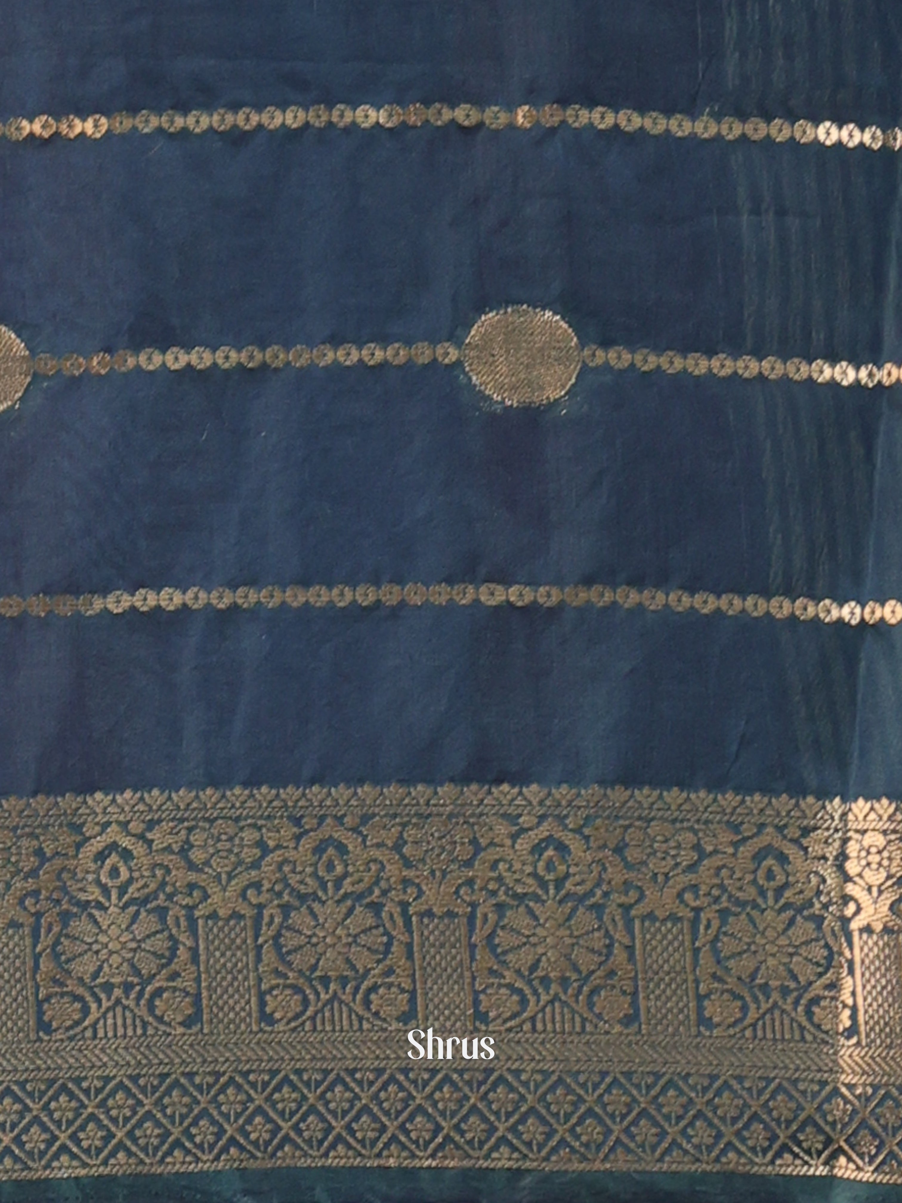 Maroon & Blue - Semi Chanderi Saree