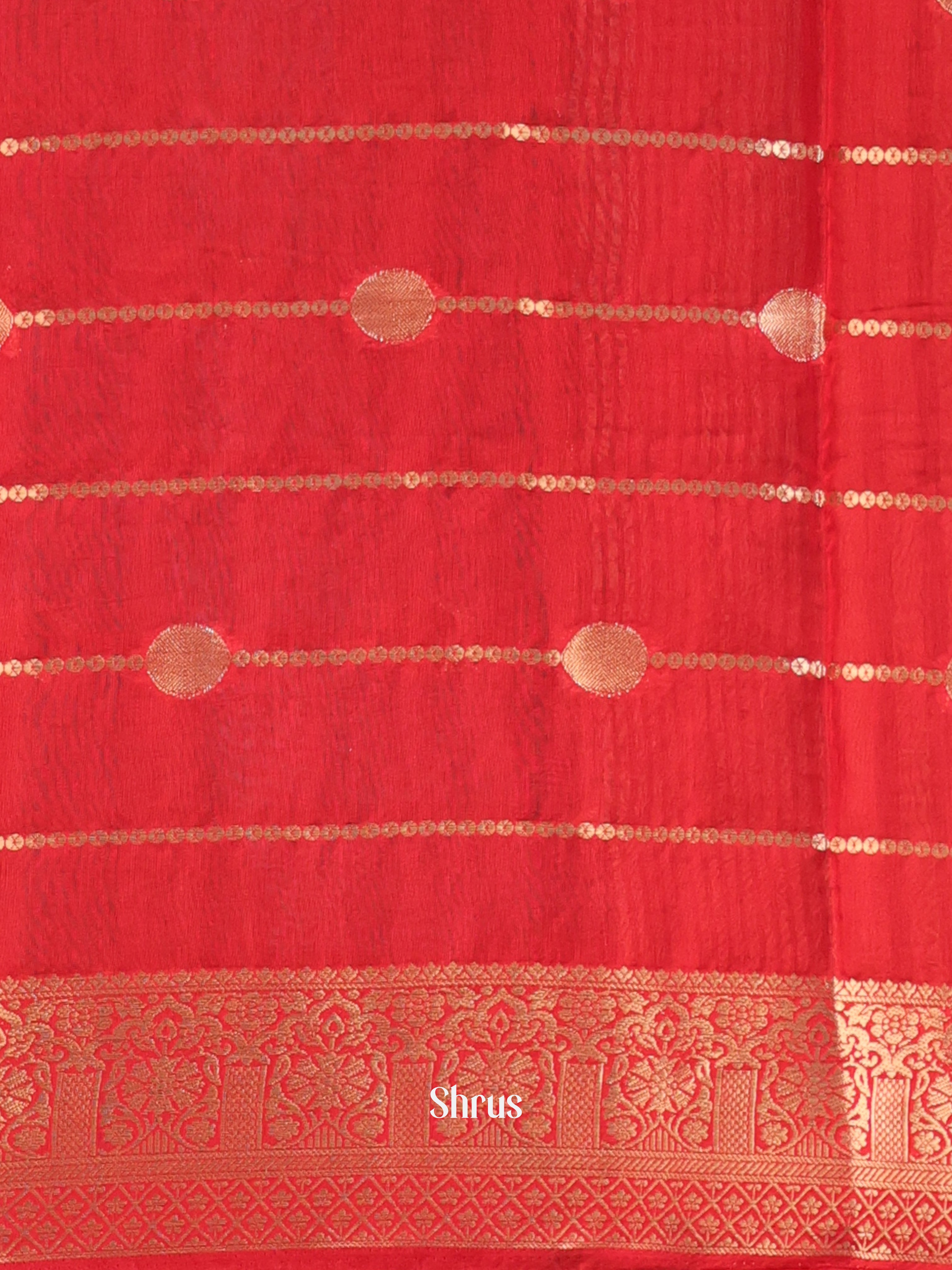 Green & Red - Semi Chanderi Saree