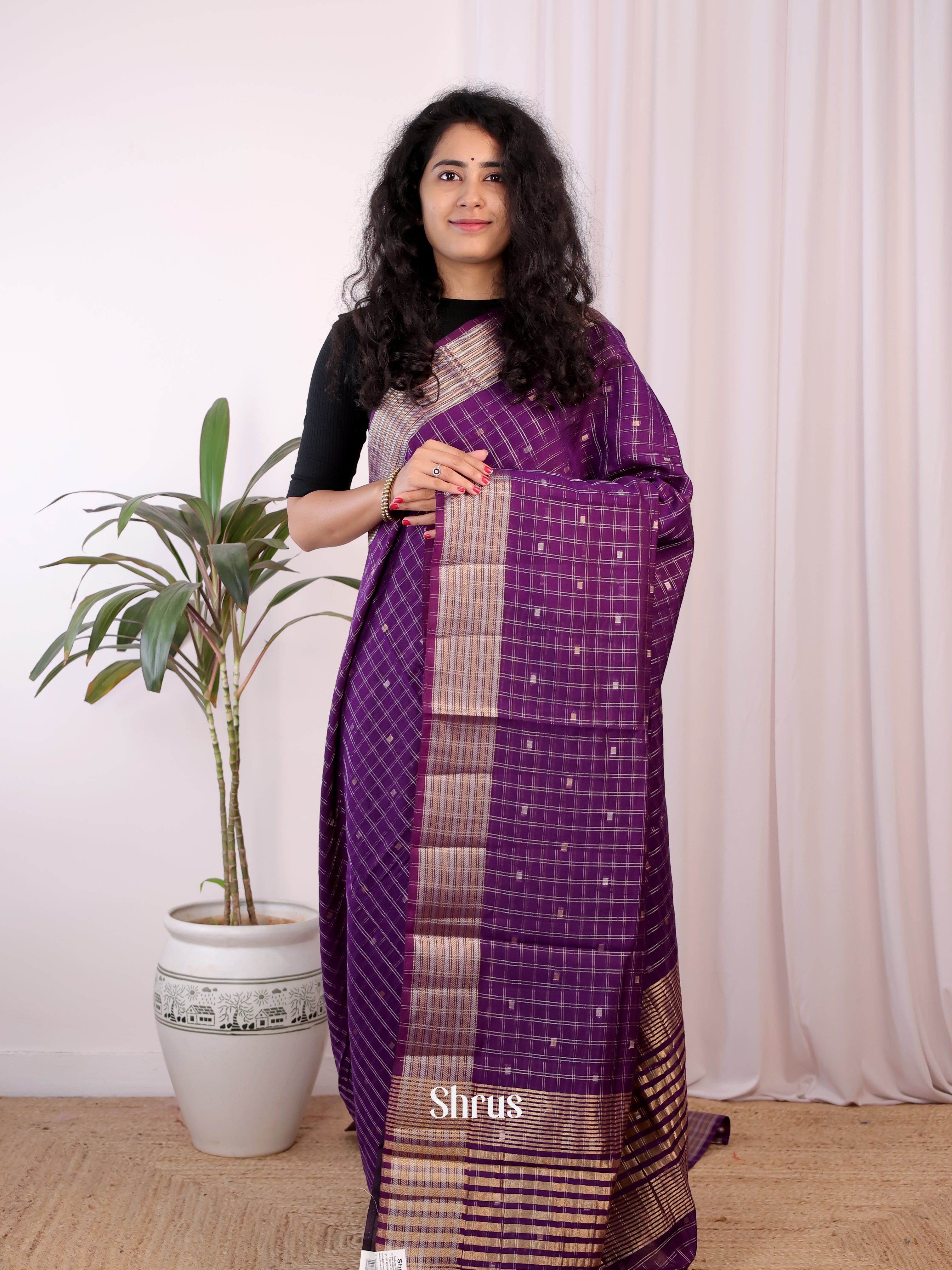 Violet  - Semi Chanderi Saree