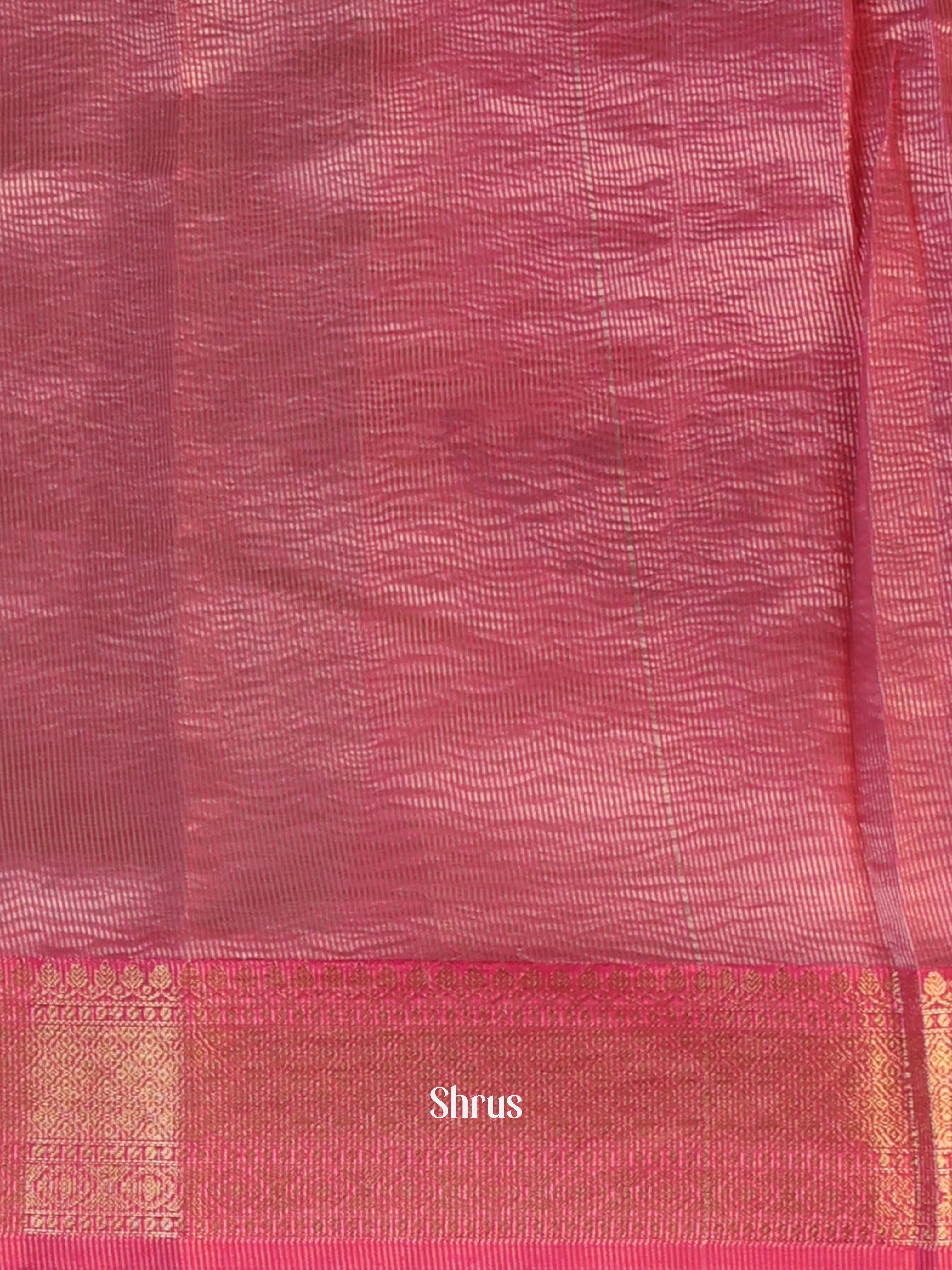 Cream   & Pink - Bamboo silk Saree