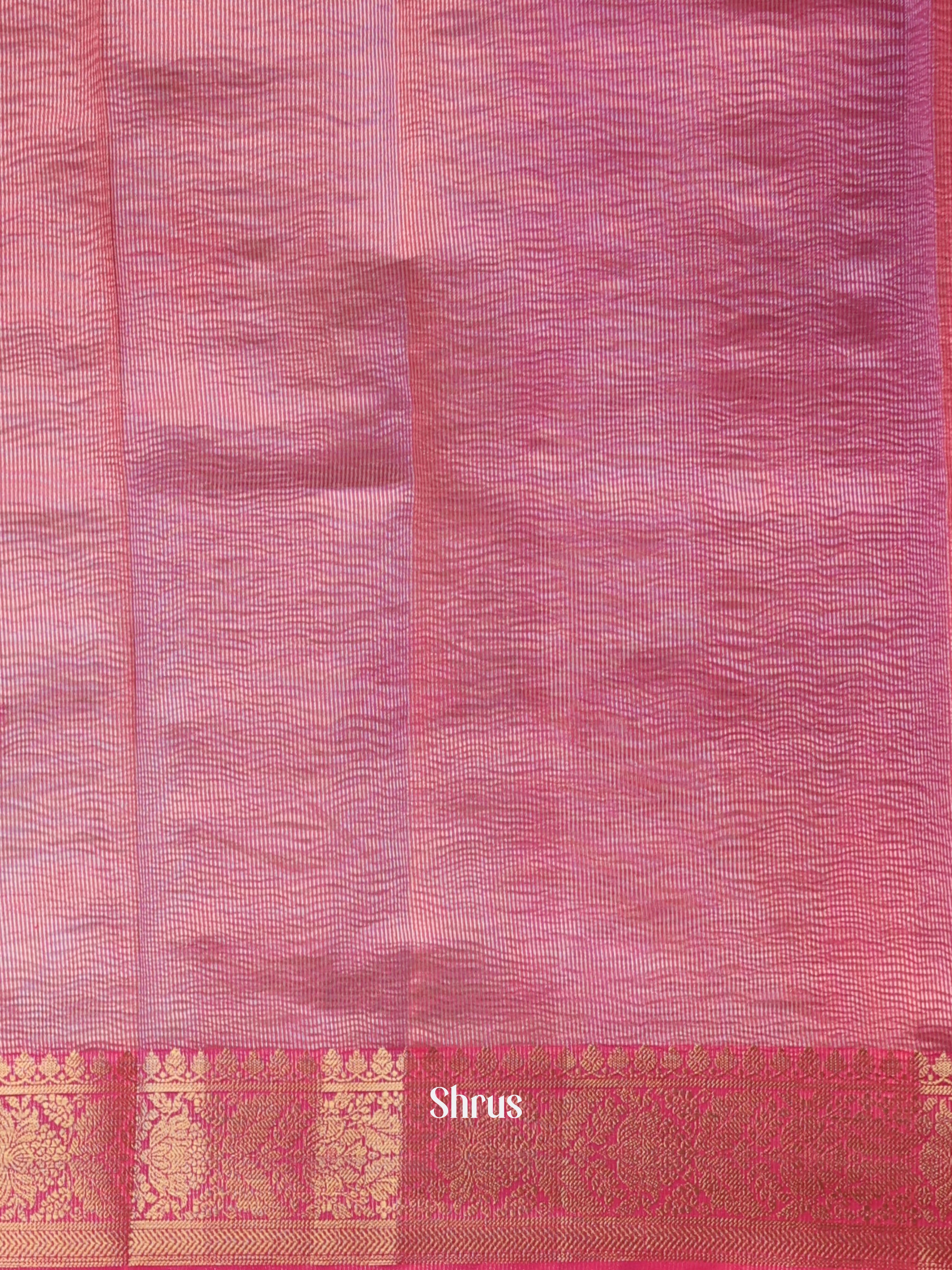 Cream & Pink -Bamboo silk Saree