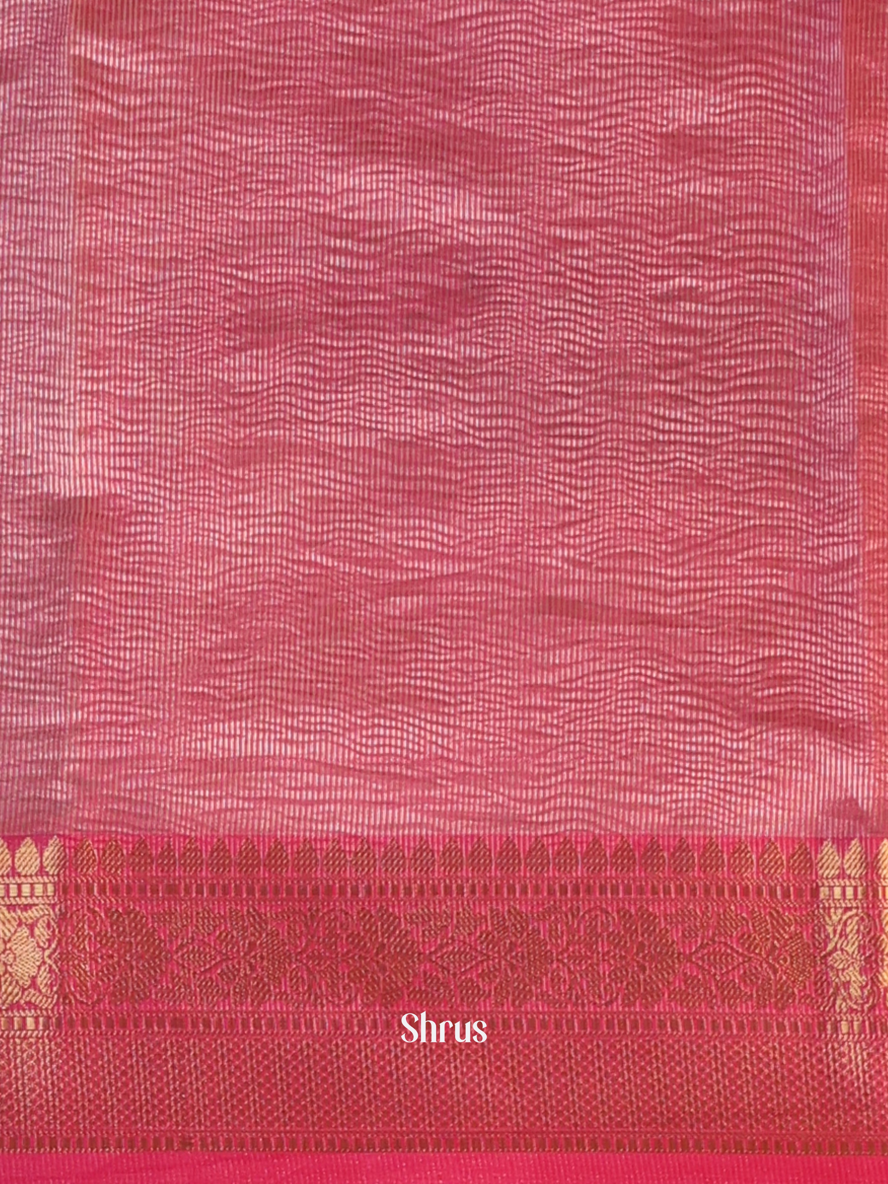 Cream & Pink - Bamboo silk Saree