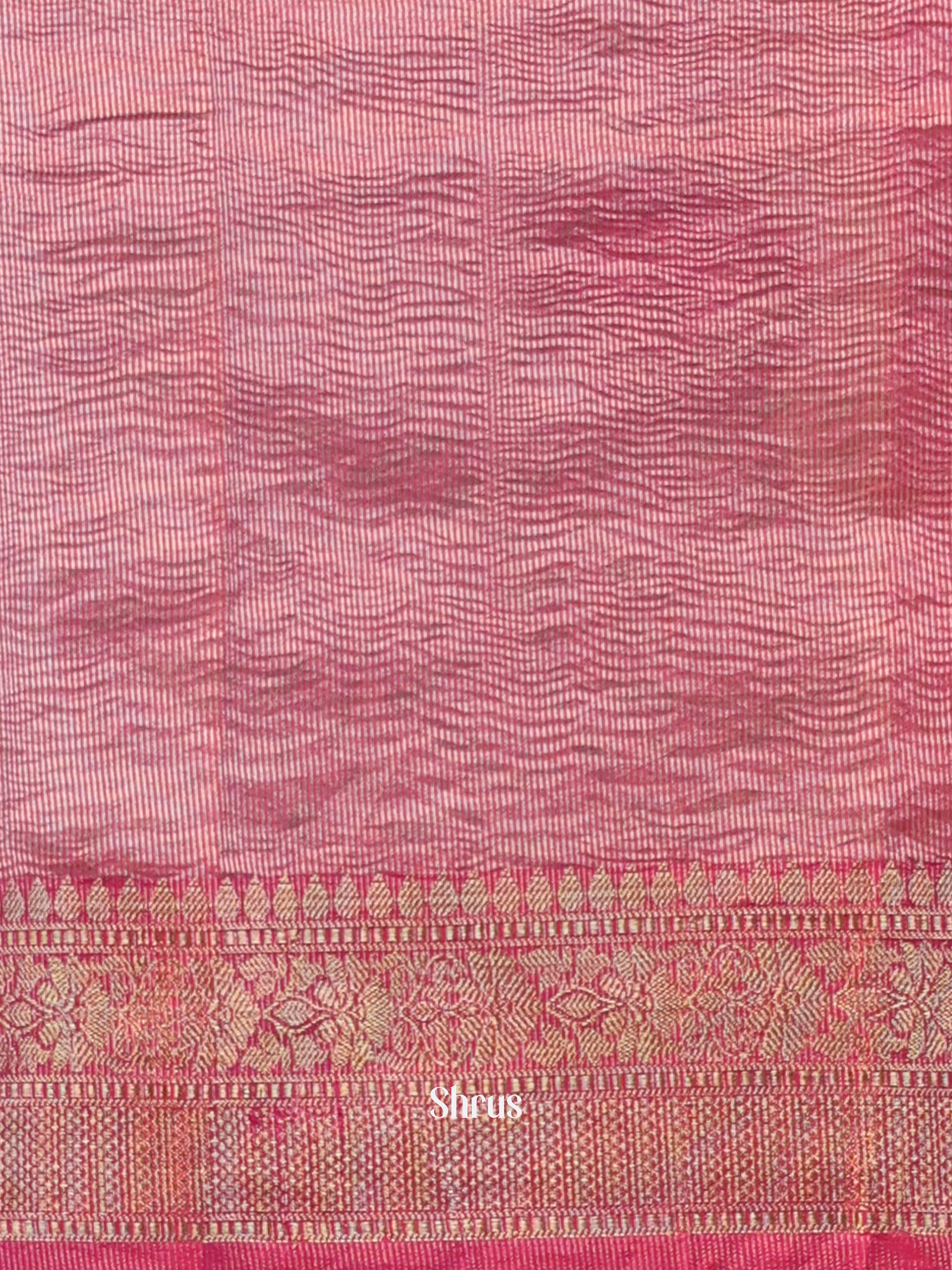 Beige & Pink- Bamboo silk Saree