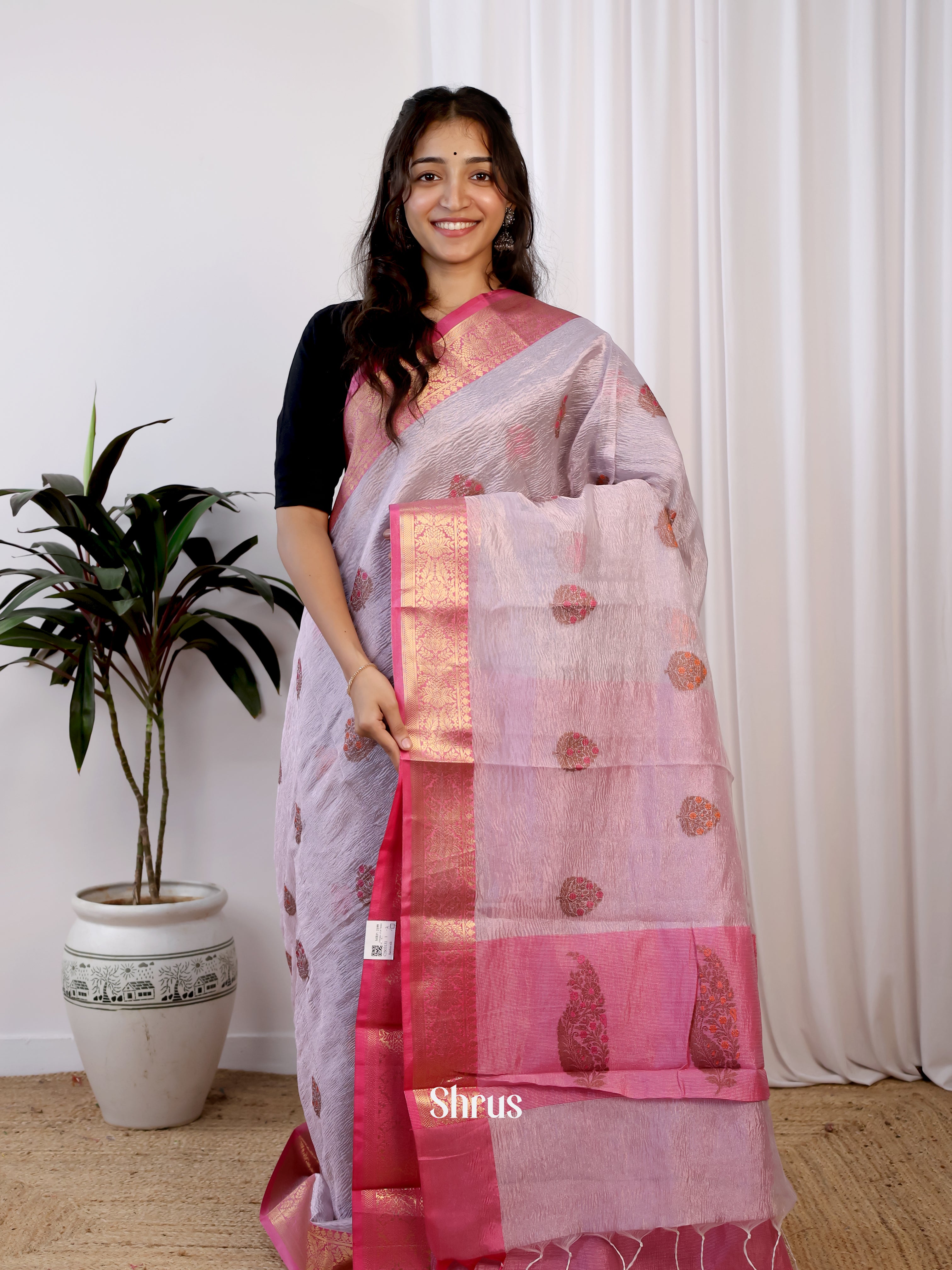 Lavender & Pink - Bamboo silk Saree