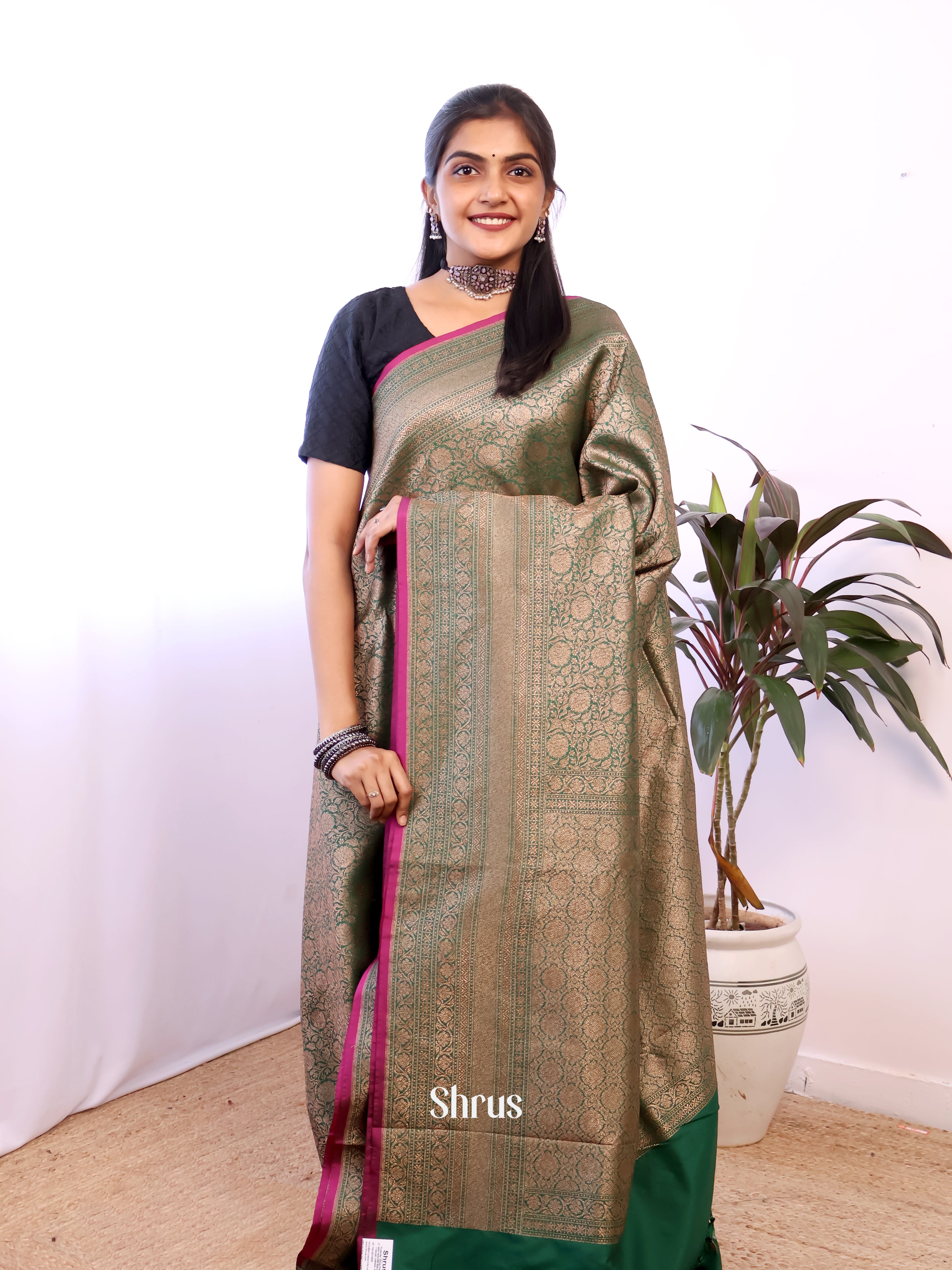 Green - Semi Banarasi Saree